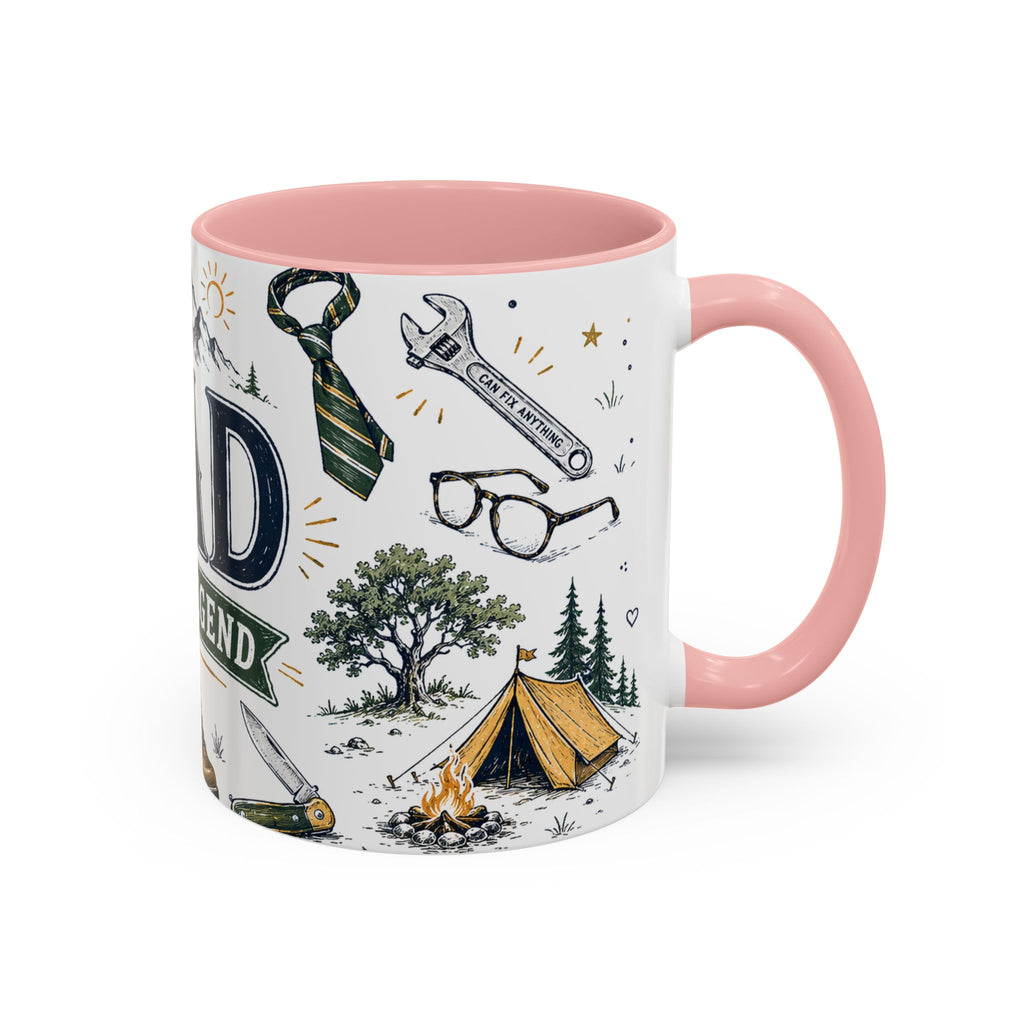Dad The Legend Coffee Mug | Father's Day Gift for Dad | Accent Color Ceramic 11oz 15oz