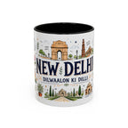 New Delhi Coffee Mug | India Souvenir Travel Gift | Accent Color Ceramic 11oz 15oz