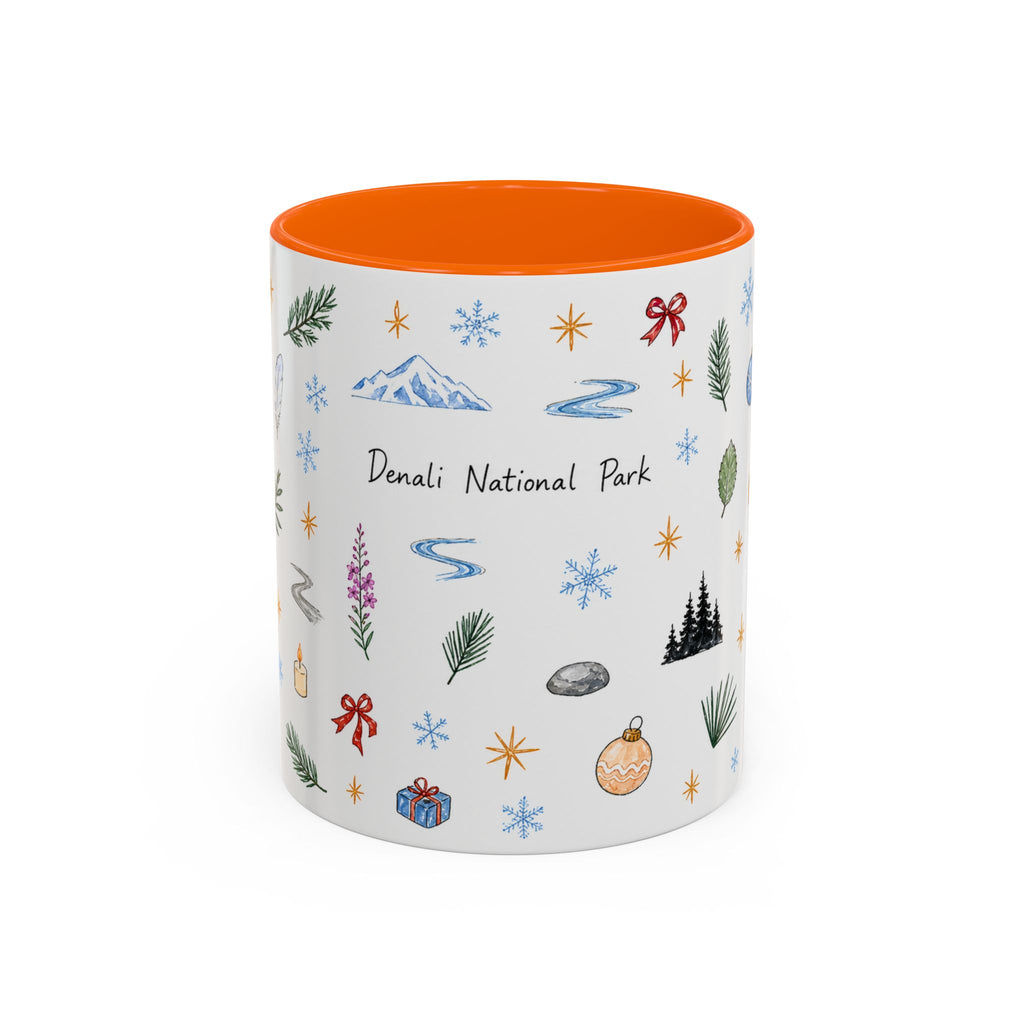 Denali National Park Christmas Mug | Watercolor Travel Souvenir | Holiday Gift | Accent Ceramic Coffee Cup 11oz 15oz