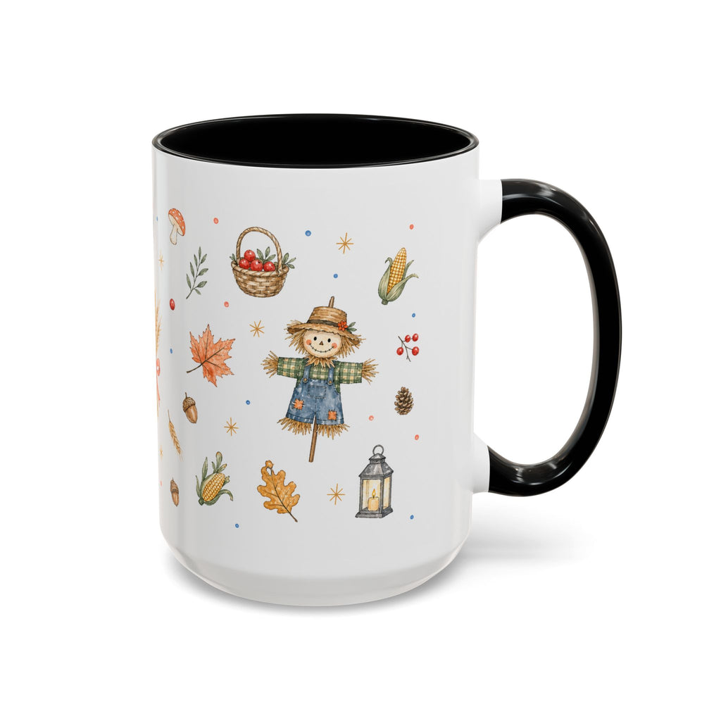 Thanksgiving Mug | Country Harvest Watercolor Gift | Pumpkin Scarecrow Accent Cup 11oz 15oz