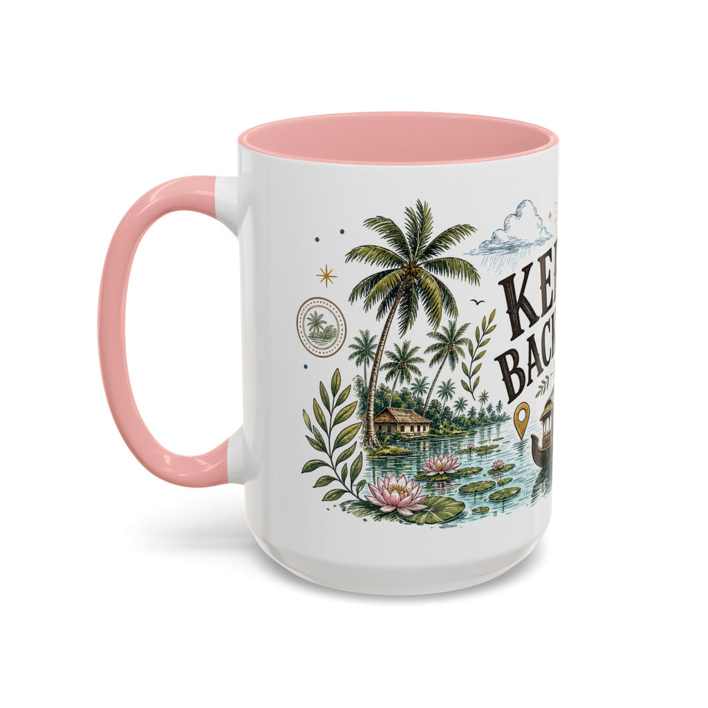 Kerala Backwaters Coffee Mug | Travel Destination Souvenir Gift | Accent Color Ceramic 11oz 15oz