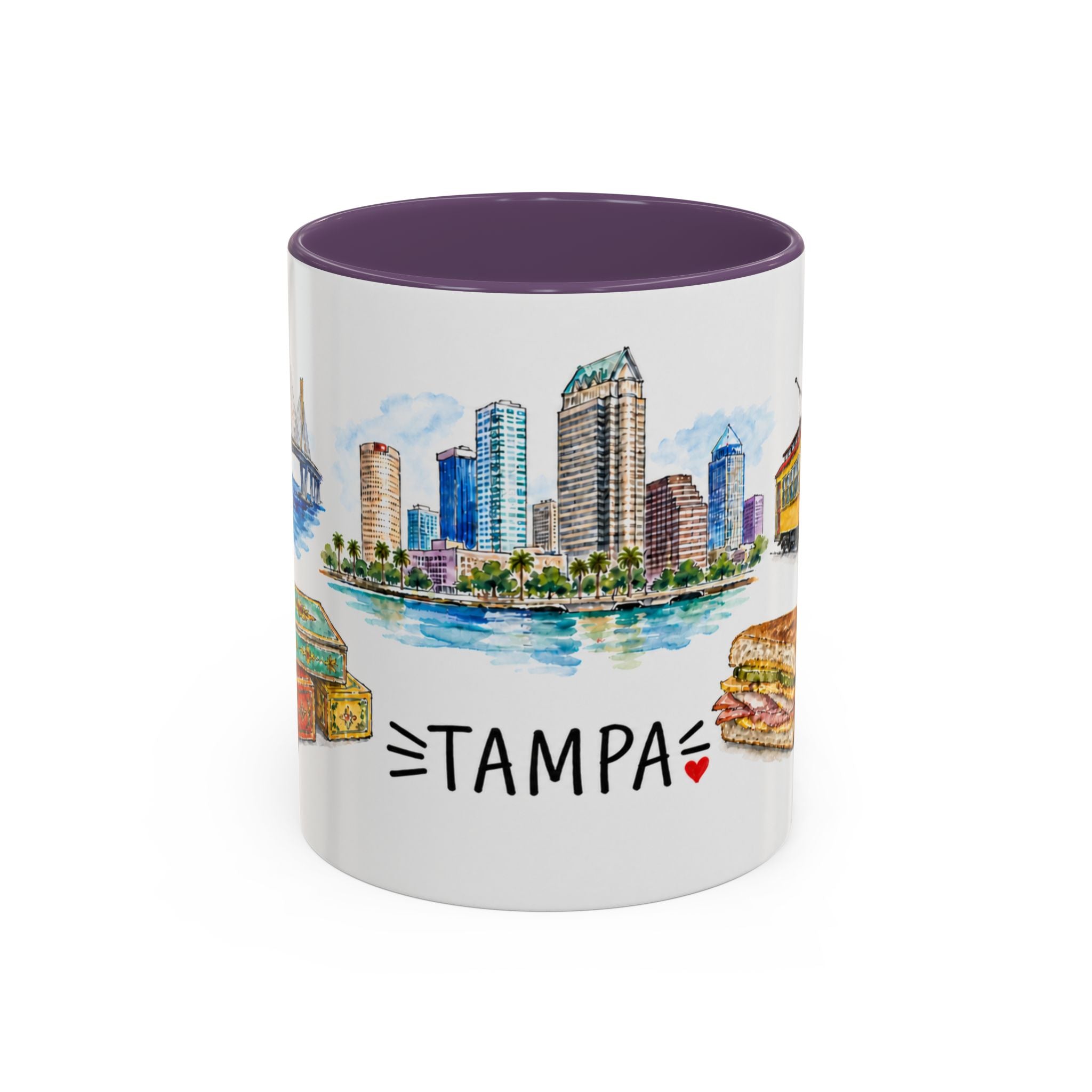Tampa Illustrated Travel Mug | City Souvenir Accent Coffee Mug | 11oz 15oz Ceramic Cup