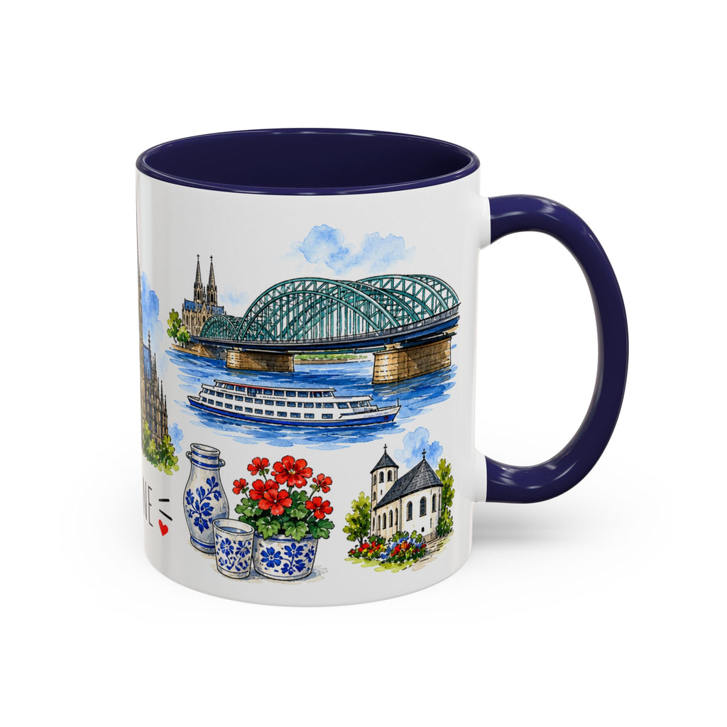 Cologne Illustrated Travel Mug | City Souvenir Accent Coffee Mug | 11oz 15oz Ceramic Cup