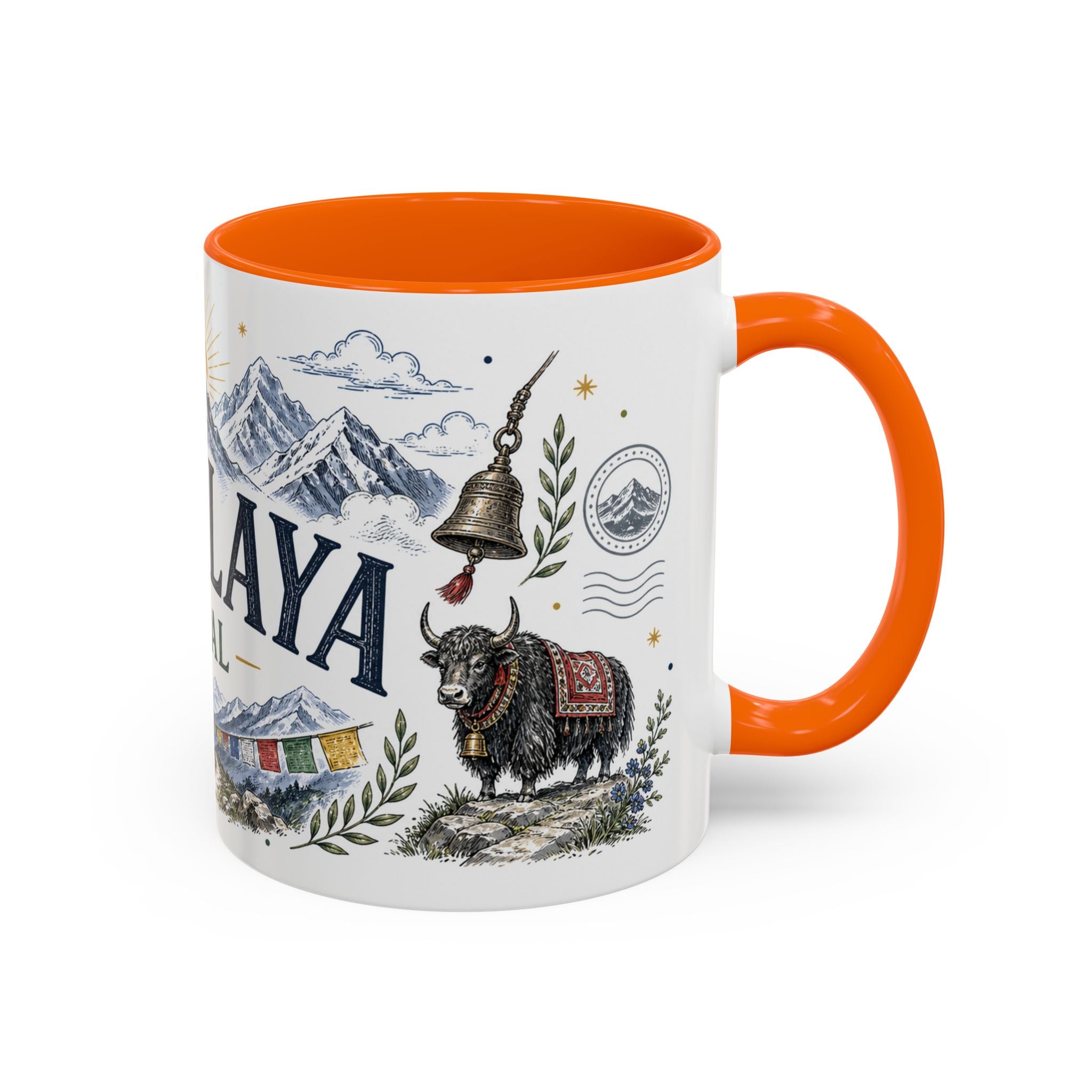 Himalaya Coffee Mug | Travel Destination Souvenir Gift | Accent Color Ceramic 11oz 15oz