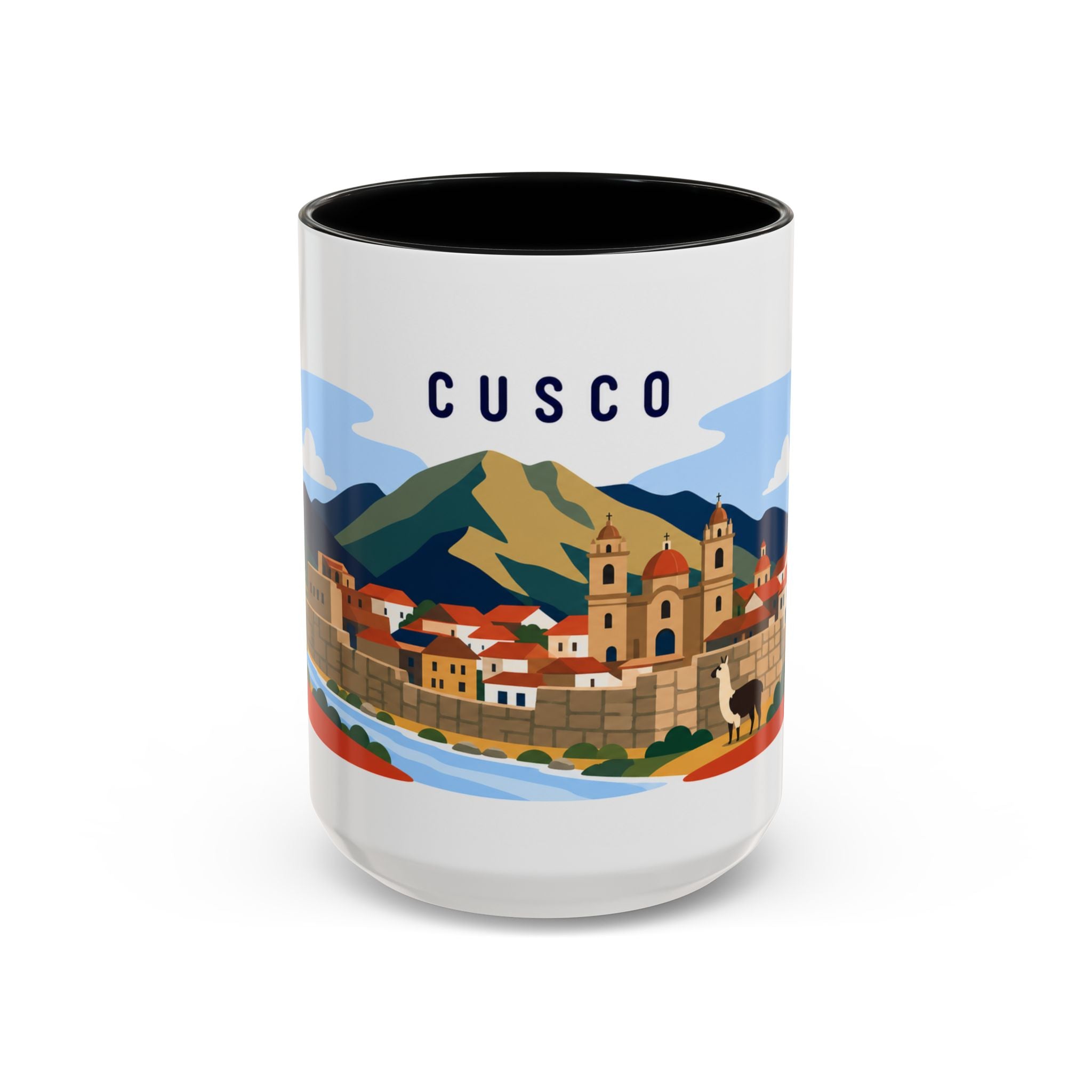 Cusco Coffee Mug | Travel Destination Souvenir Gift | Accent Color Ceramic 11oz 15oz