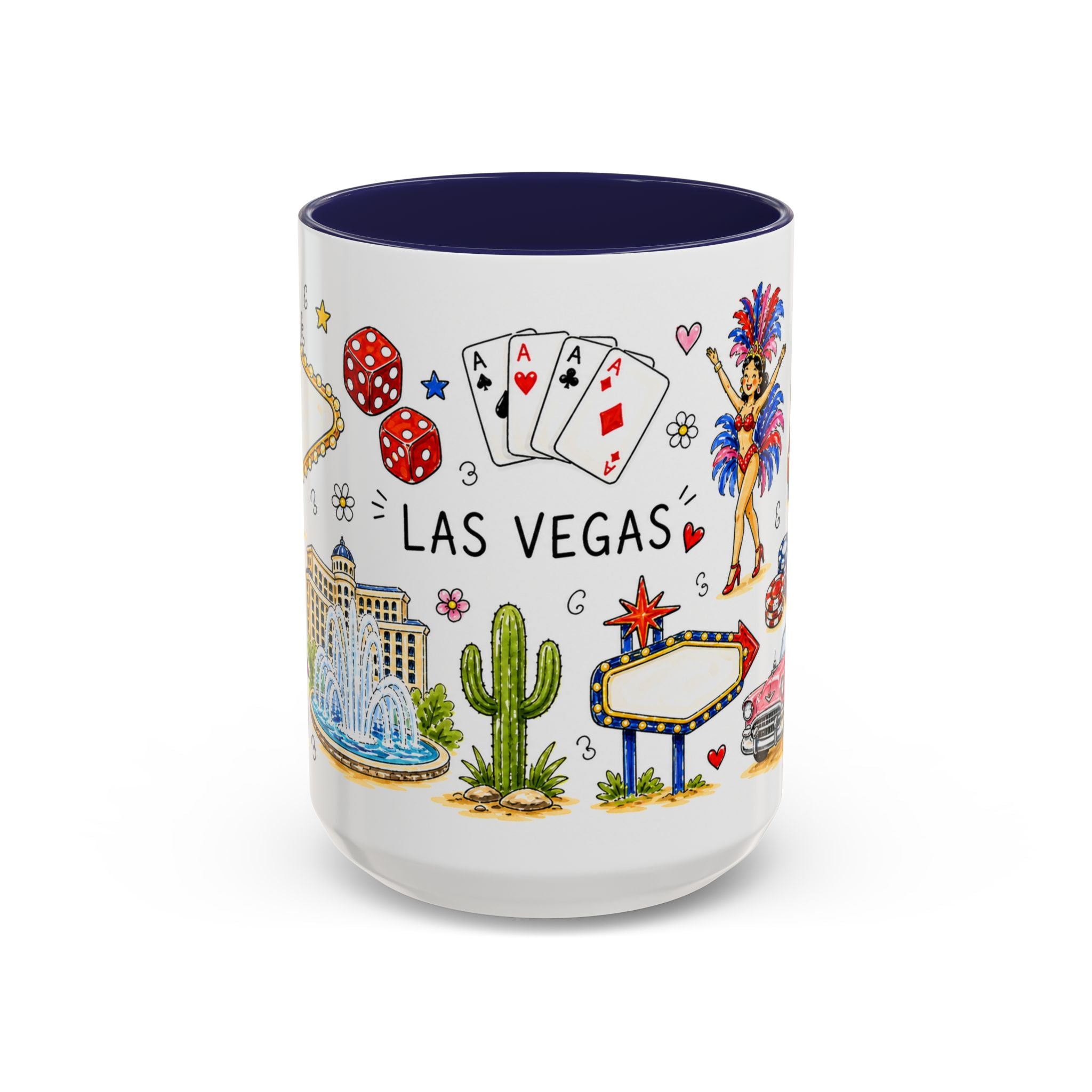 Las Vegas Illustrated Travel Mug | City Souvenir Accent Coffee Mug | 11oz 15oz Ceramic Cup