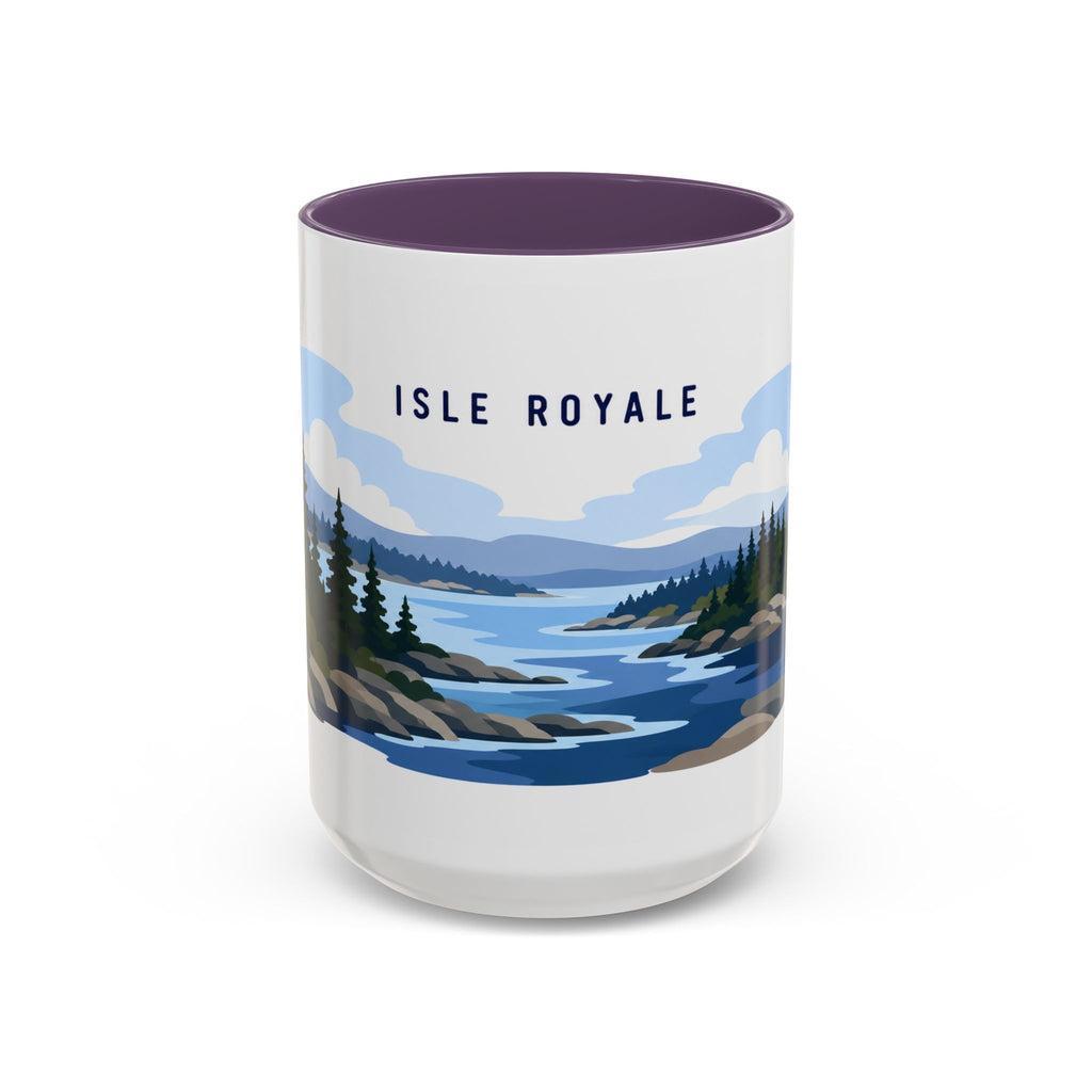 Isle Royale National Park Coffee Mug | Solid Color Block Park Souvenir | 11oz 15oz Accent Mug
