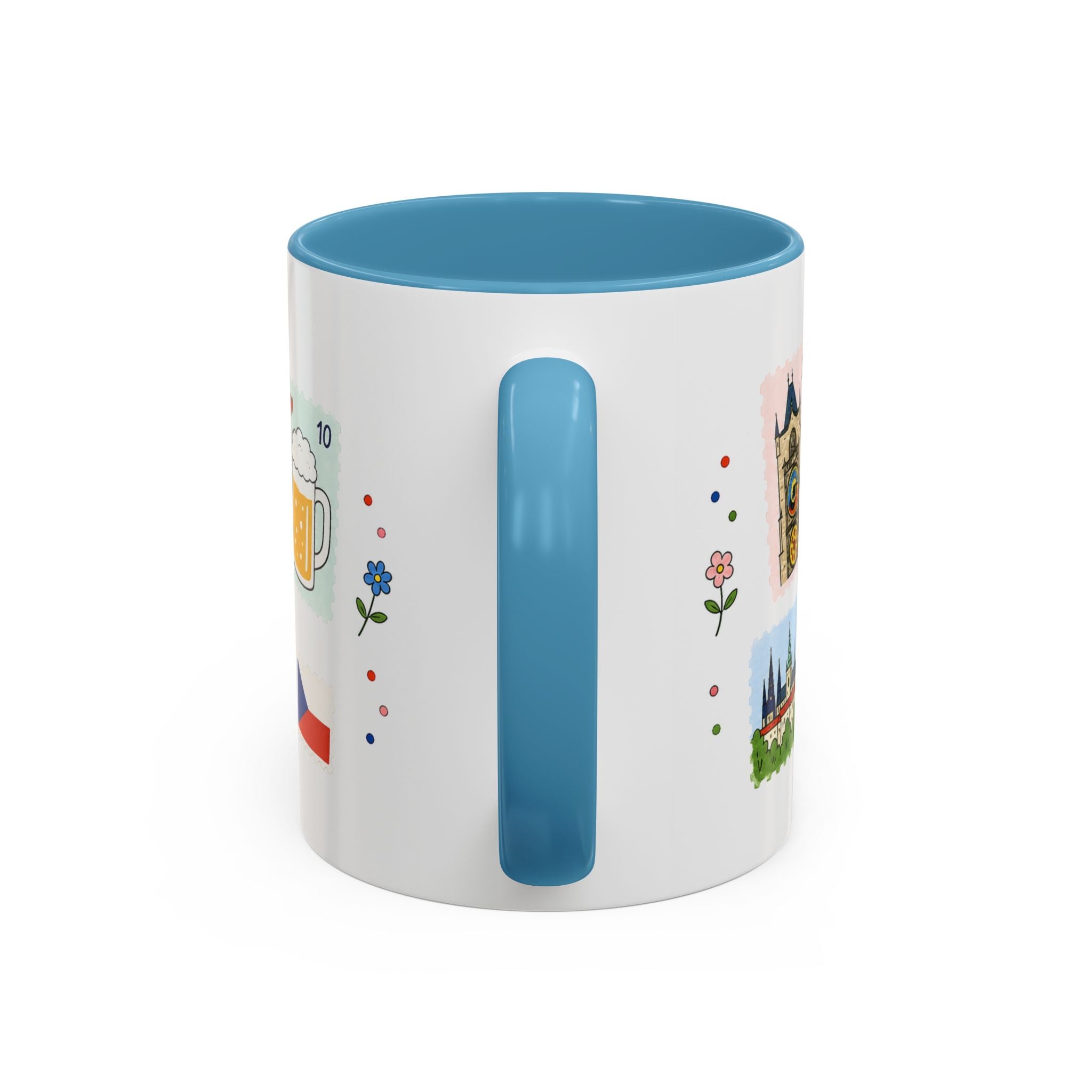 Prague Coffee Mug | Postage Stamp Collage Mug | Travel Souvenir Accent Cup 11oz 15oz