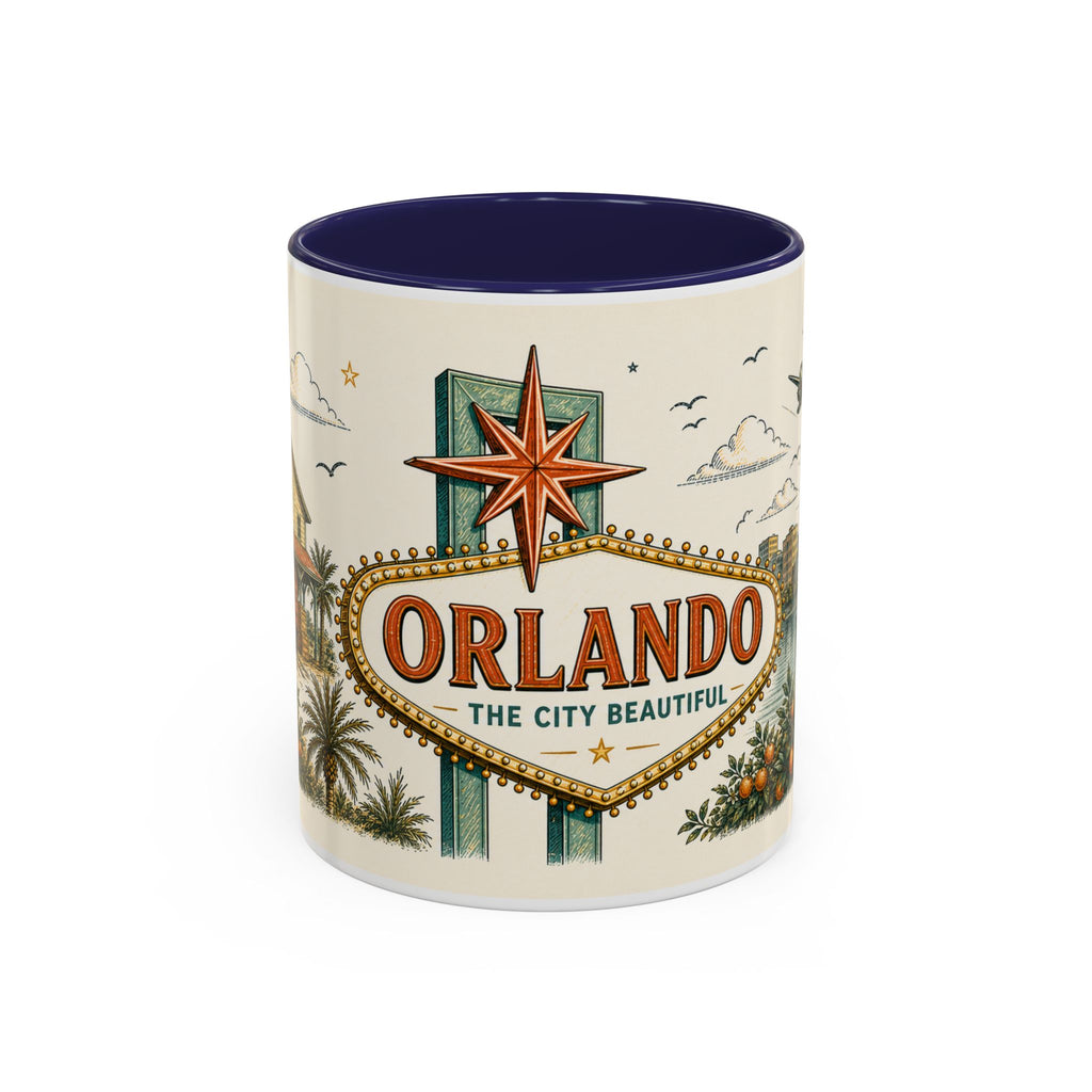 Orlando Coffee Mug | United States Travel Souvenir | Vintage Illustrated City Gift | 11 oz 15 oz Accent Mug