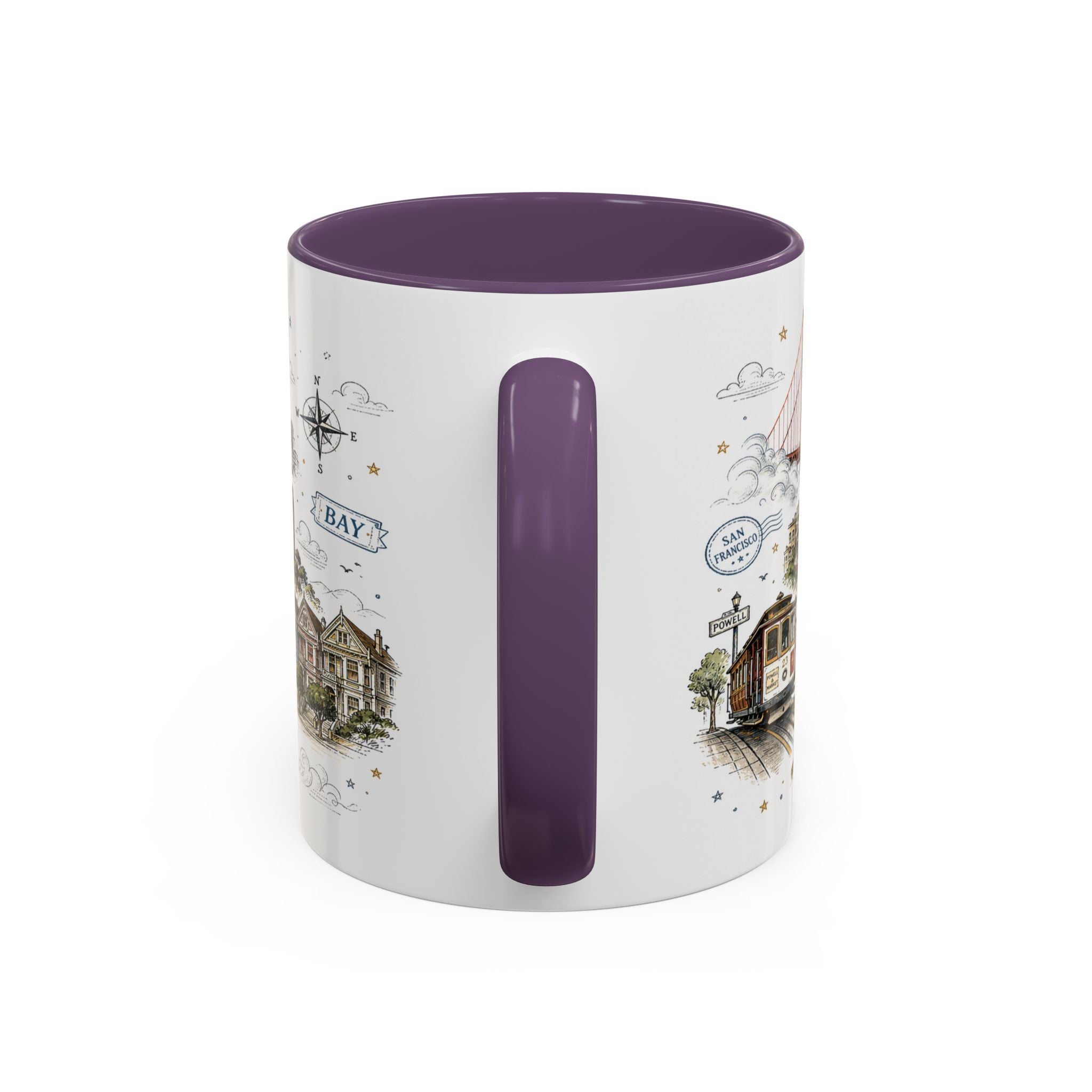 San Francisco Coffee Mug | California Souvenir Travel Gift | Accent Color Ceramic 11oz 15oz