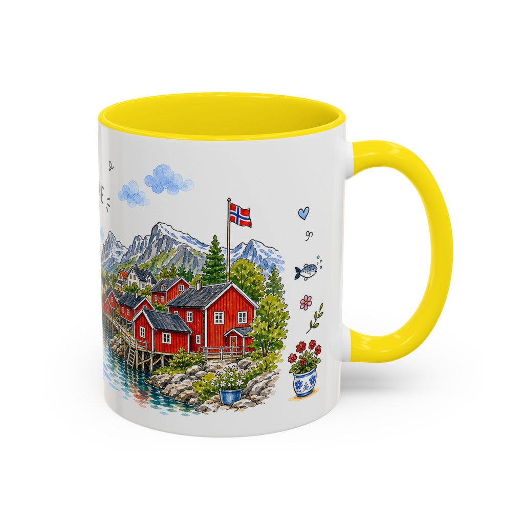 Reine Illustrated Travel Mug | Norway Souvenir Accent Coffee Mug | 11oz 15oz Ceramic Cup