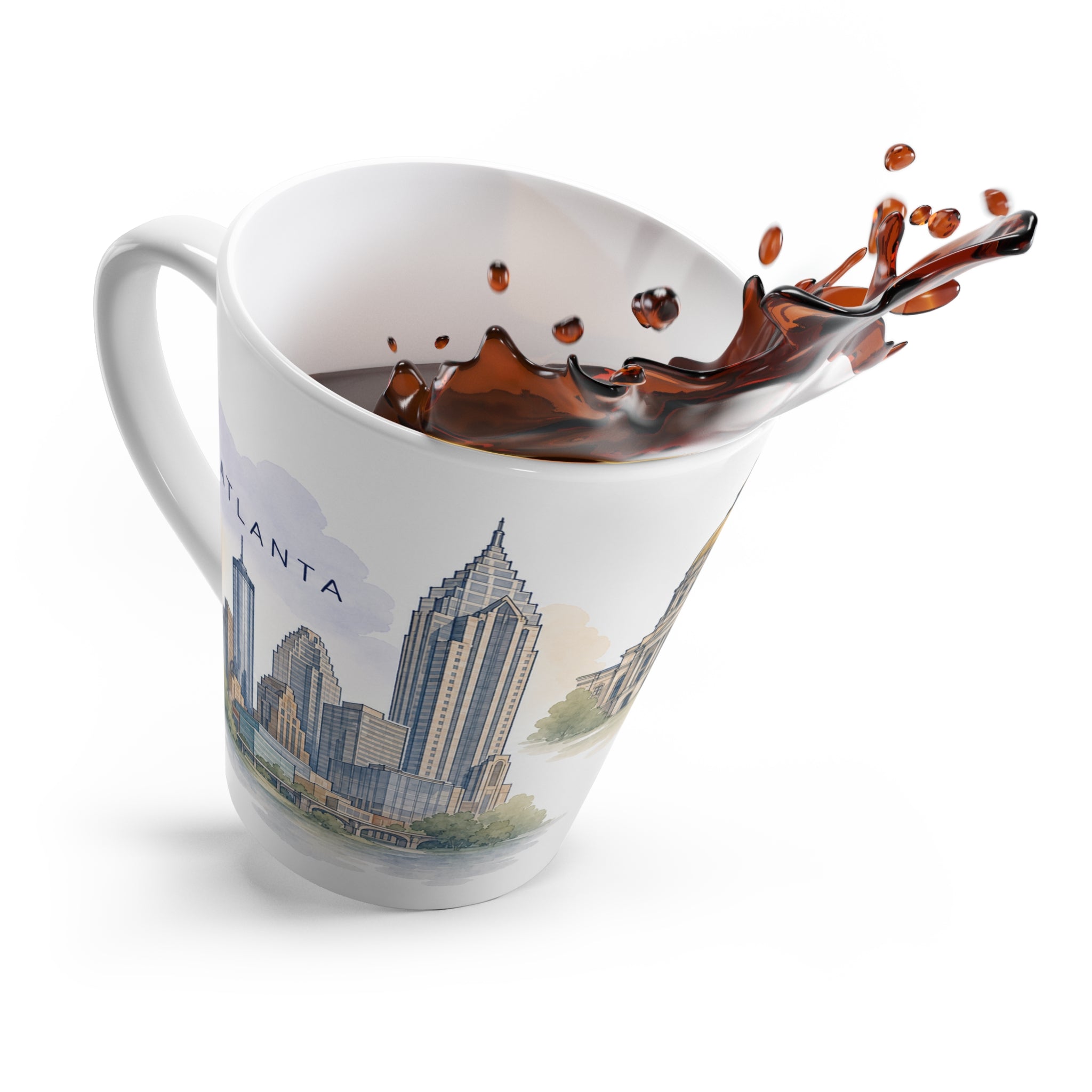 Atlanta Latte Mug | Watercolor City Travel Mug | 12 oz Ceramic Souvenir Gift