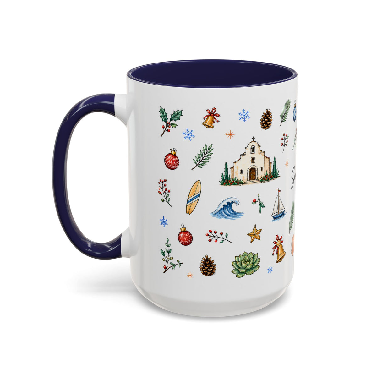 San Diego Christmas Mug | Watercolor City Souvenir, Holiday Travel Gift (11oz/15oz)