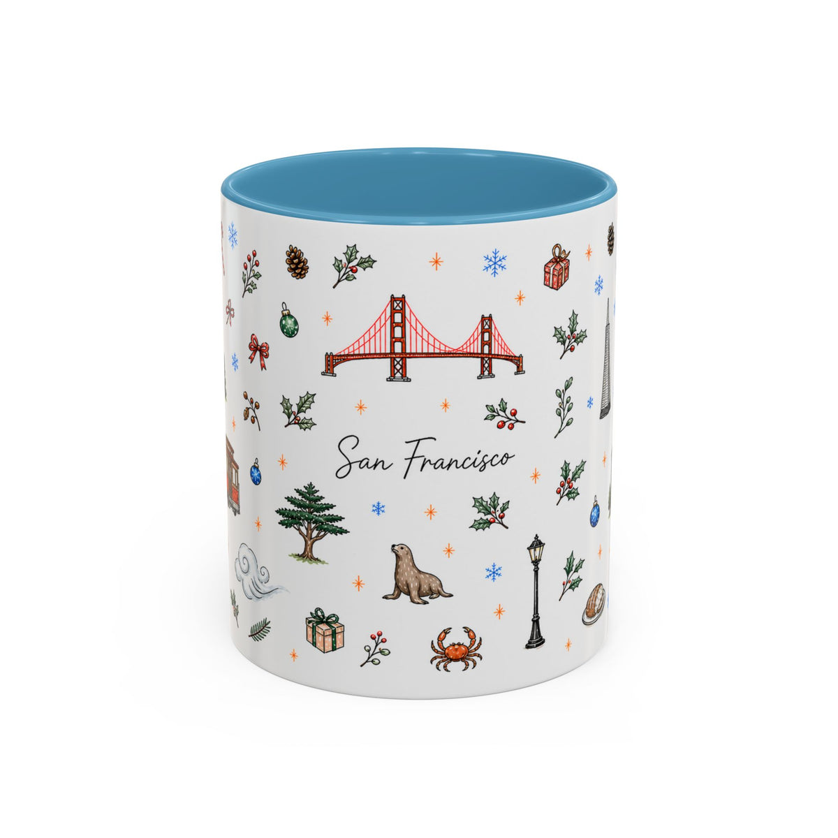 San Francisco Christmas Mug | Watercolor City Souvenir | Ceramic Coffee Cup