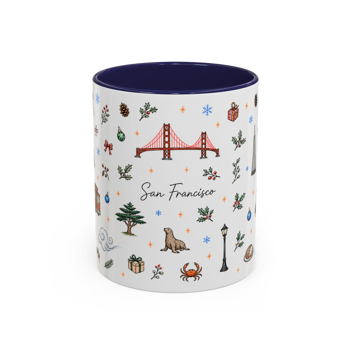 San Francisco Christmas Mug | Watercolor City Souvenir | Ceramic Coffee Cup