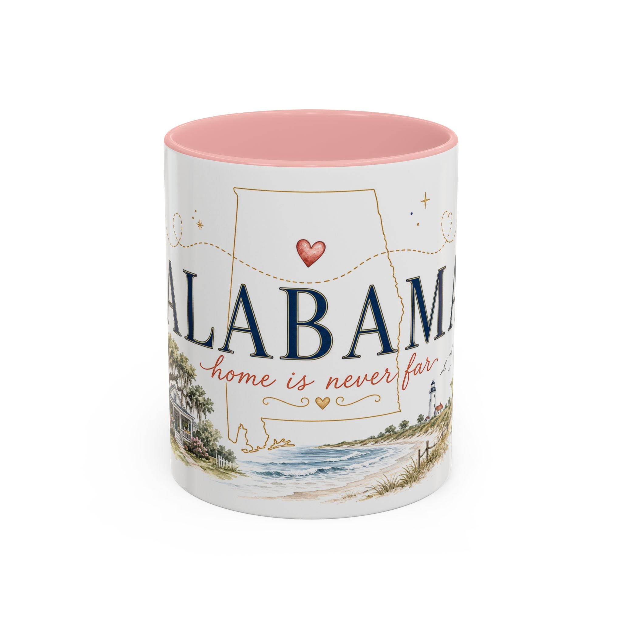 Alabama State Map Mug | Coastal Scenery, Botanical Accents, Homesick Gift