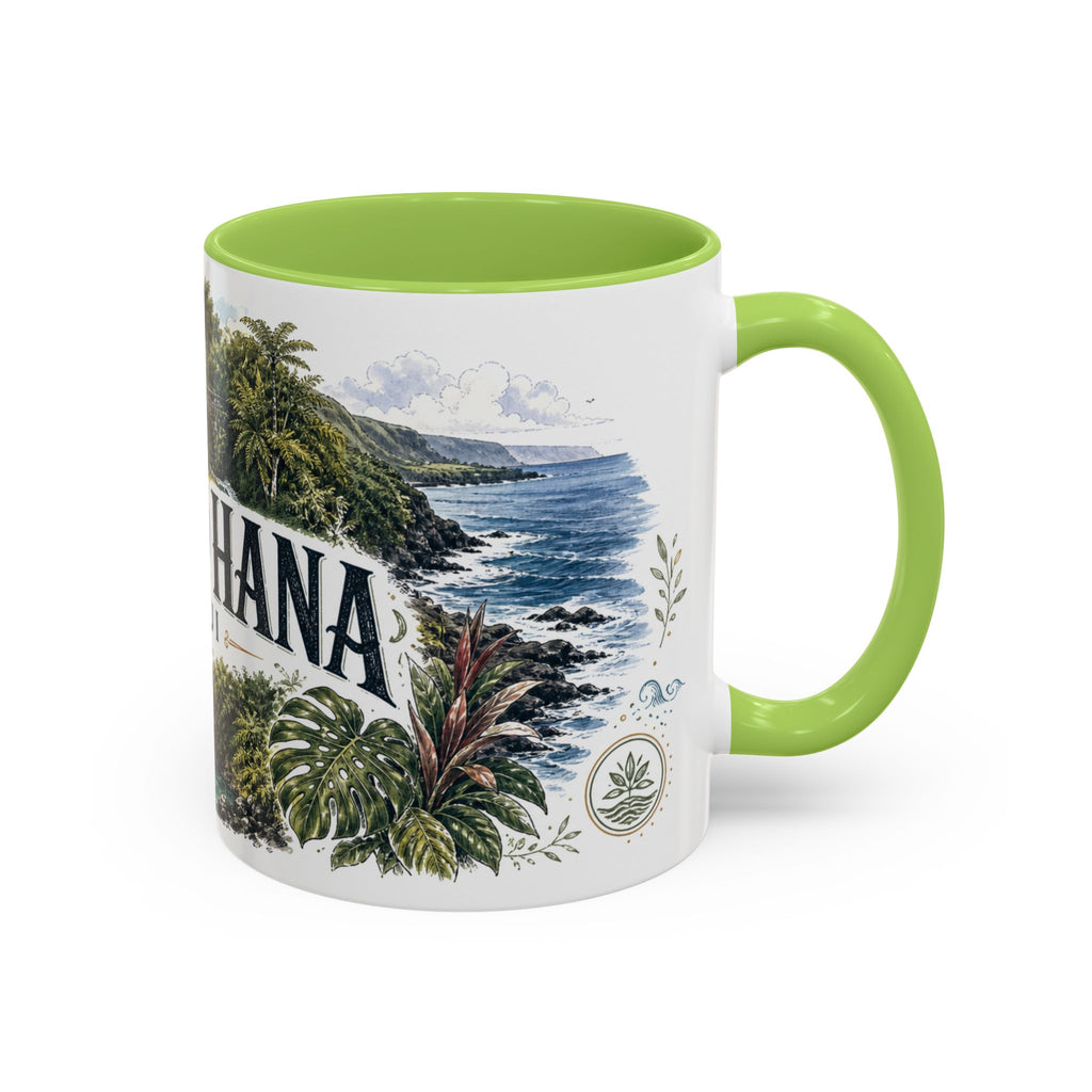 Road to Hana Mug, Maui Travel Souvenir, Bucket List Gift, Accent Ceramic Coffee Mug 11oz 15oz