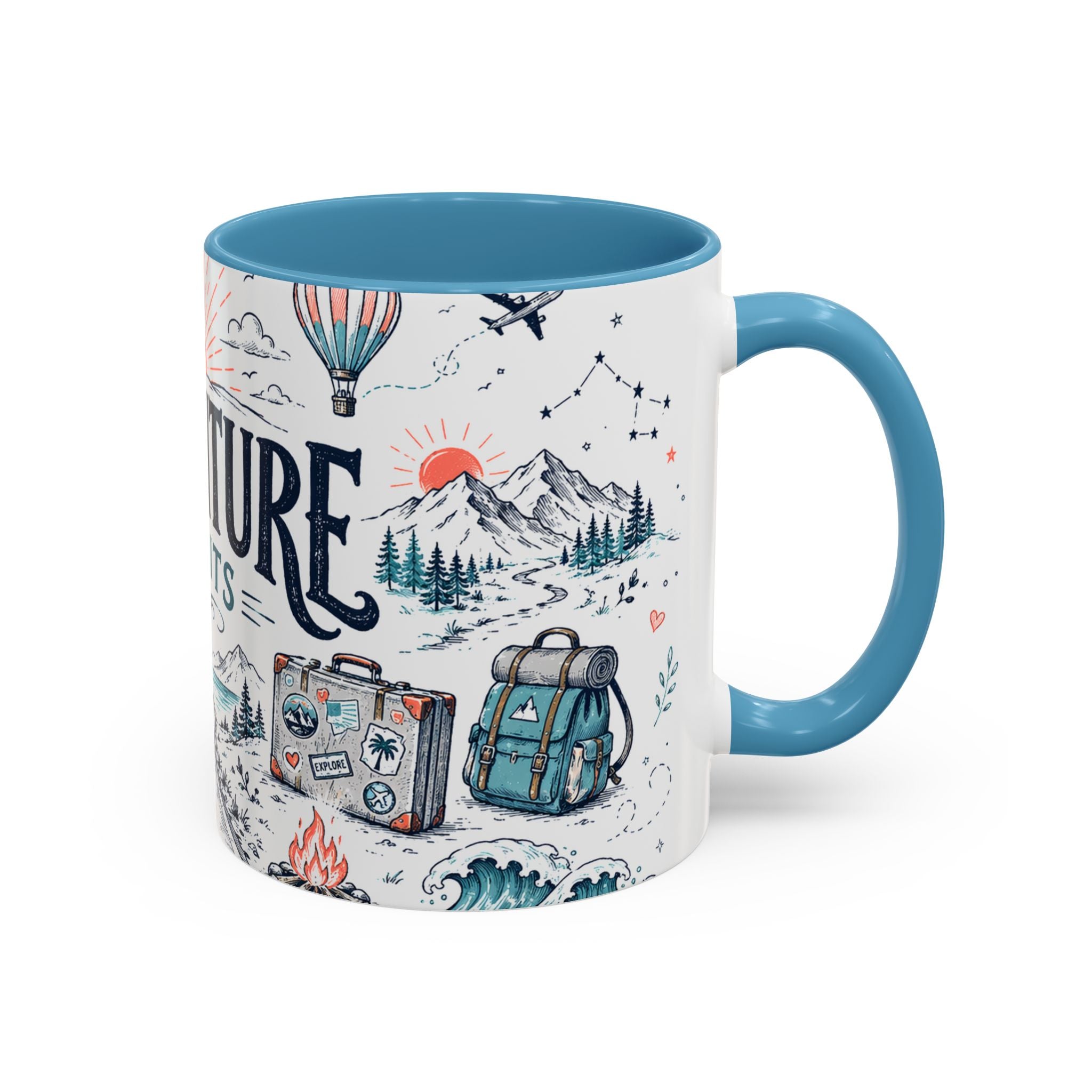 Adventure Awaits Coffee Mug | Class of 2026 Graduation Gift | Accent Color Ceramic 11oz 15oz