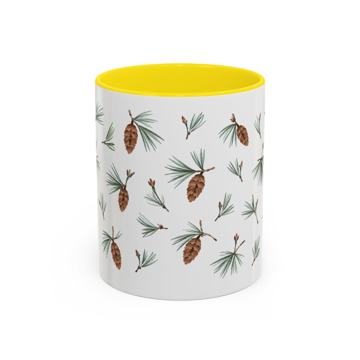 Maine White Pine Cone and Tassel Mug, State Flower Floral Coffee Cup, 11oz Botanical Gift