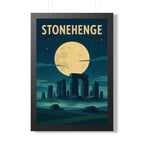 Stonehenge United Kingdom Framed Poster | Vintage Travel Wall Art | Black Walnut White Frame | 16x24 20x30