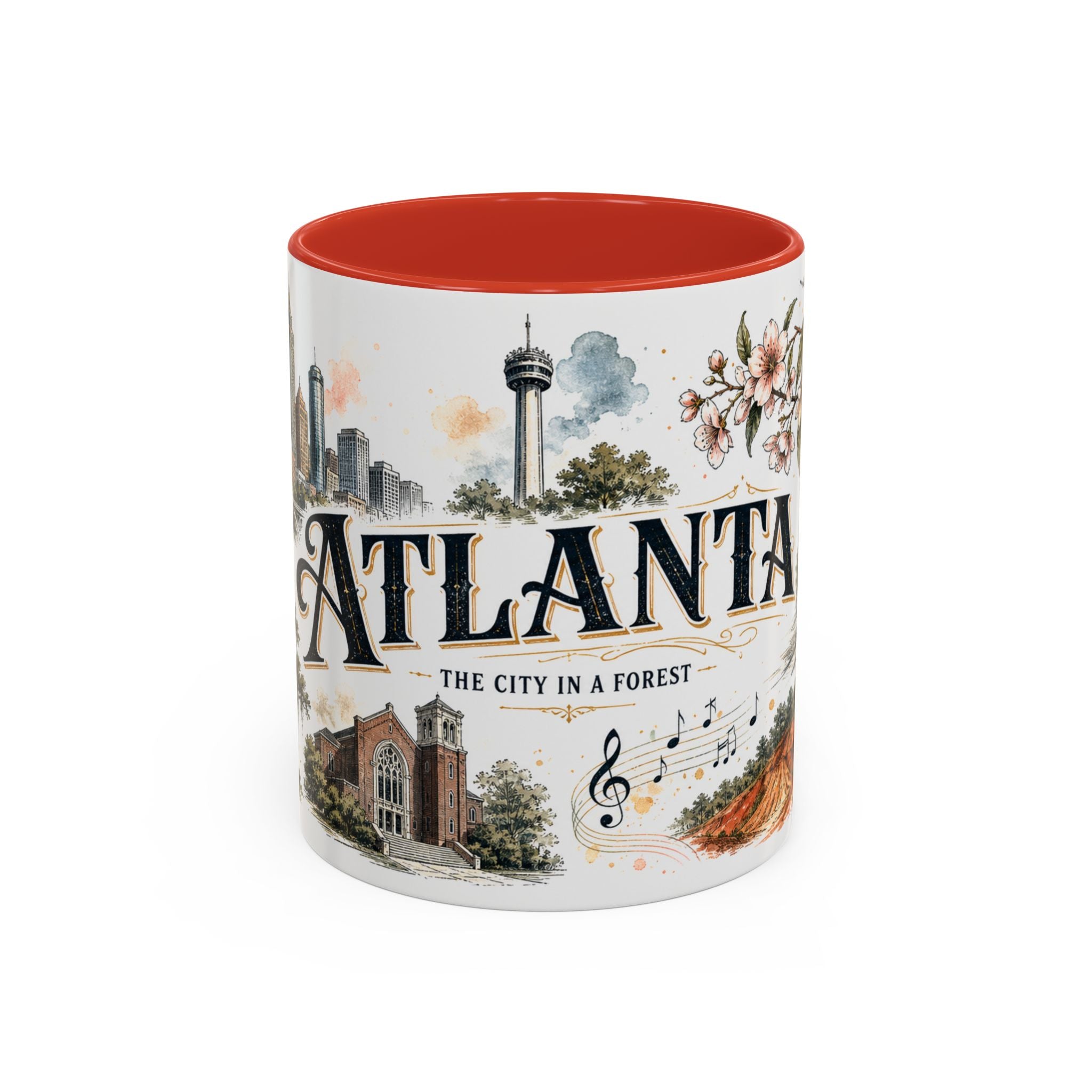 Atlanta Coffee Mug | United States Travel Souvenir | Vintage Illustrated City Gift | 11 oz 15 oz Accent Mug