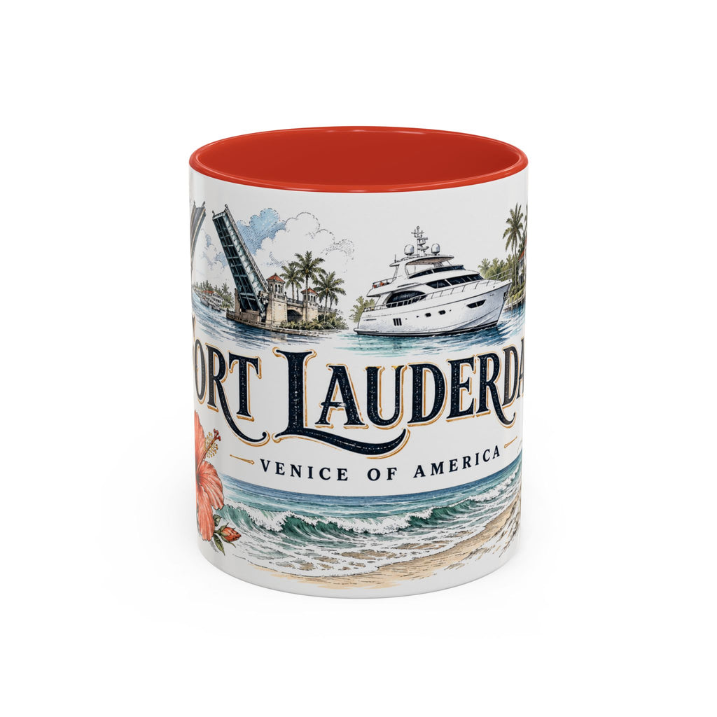 Fort Lauderdale Coffee Mug | United States Travel Souvenir | Vintage Illustrated City Gift | 11 oz 15 oz Accent Mug