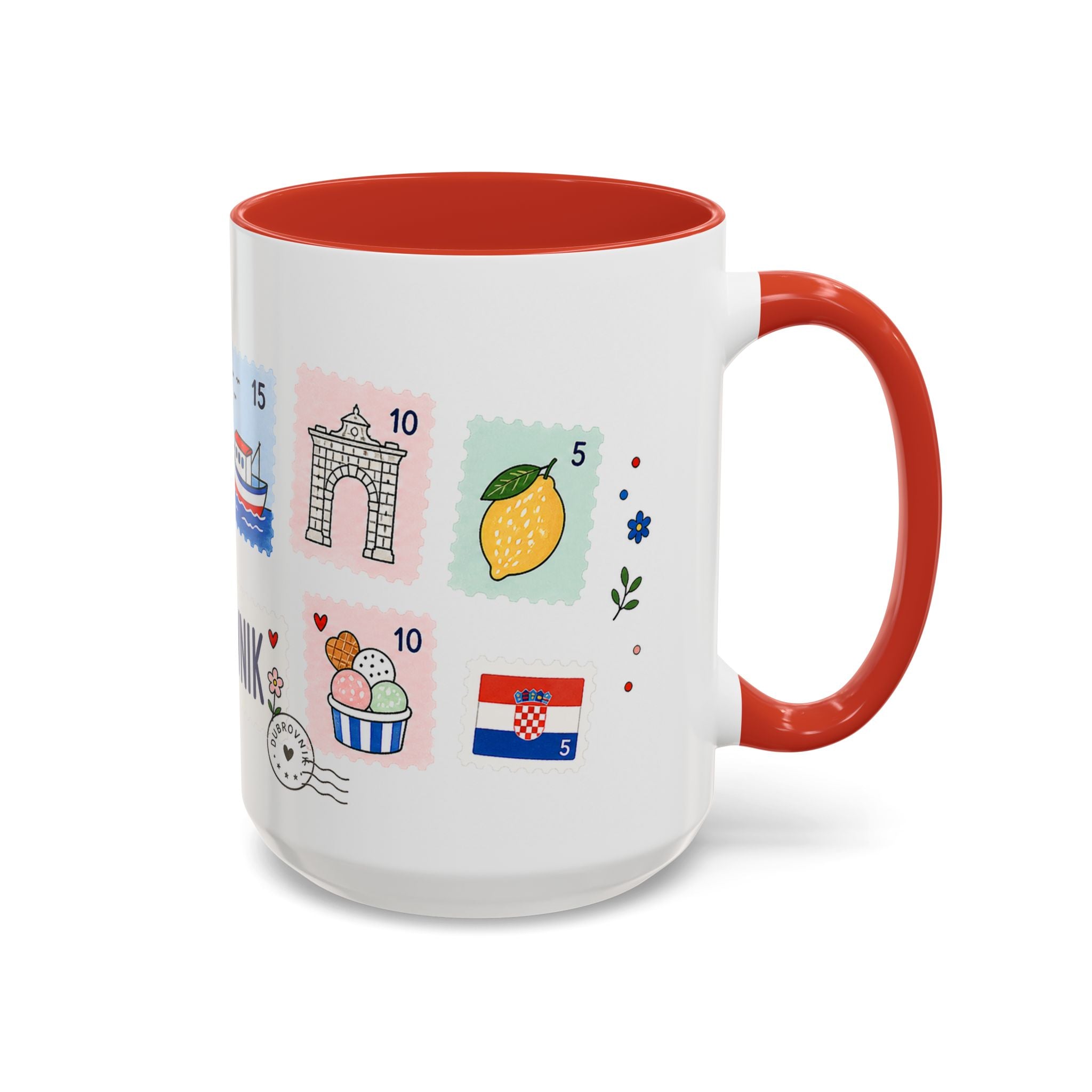 Dubrovnik Coffee Mug | Postage Stamp Collage Mug | Travel Souvenir Accent Cup 11oz 15oz