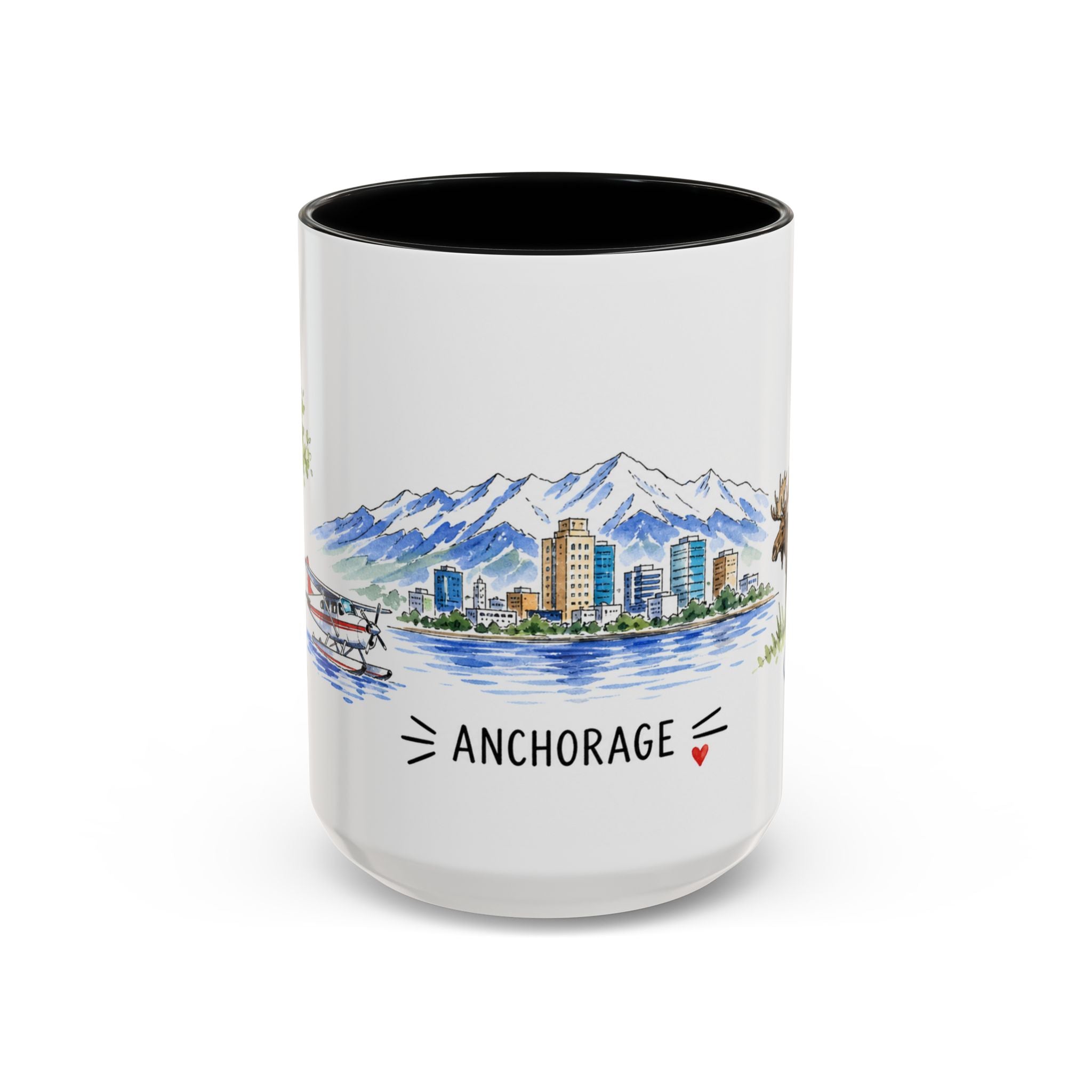 Anchorage Illustrated Travel Mug | City Souvenir Accent Coffee Mug | 11oz 15oz Ceramic Cup