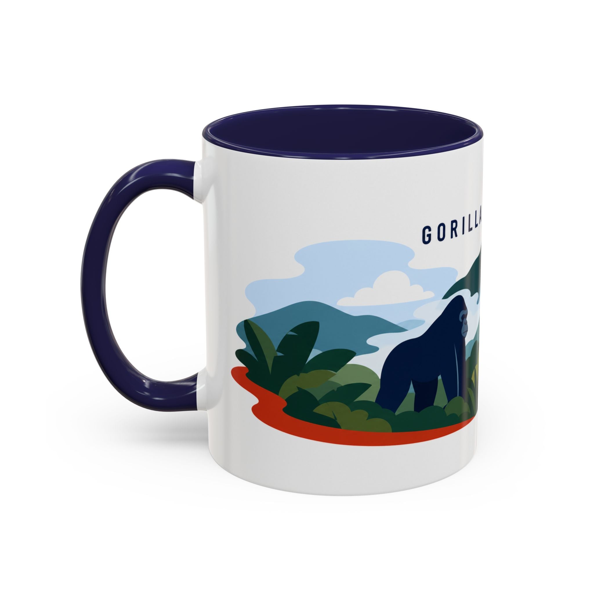 Gorilla Highlands Coffee Mug | Travel Destination Souvenir Gift | Accent Color Ceramic 11oz 15oz