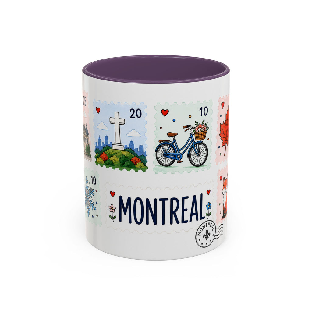 Montreal Coffee Mug | Postage Stamp Collage Mug | Travel Souvenir Accent Cup 11oz 15oz