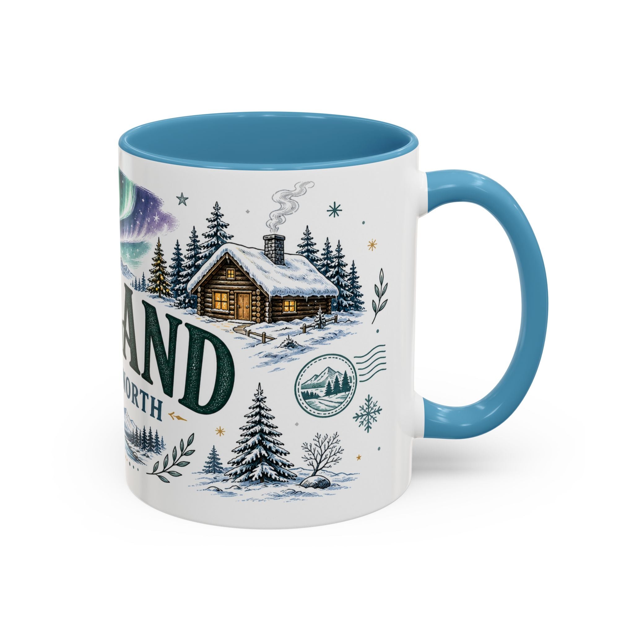 Lapland Coffee Mug | Travel Destination Souvenir Gift | Accent Color Ceramic 11oz 15oz