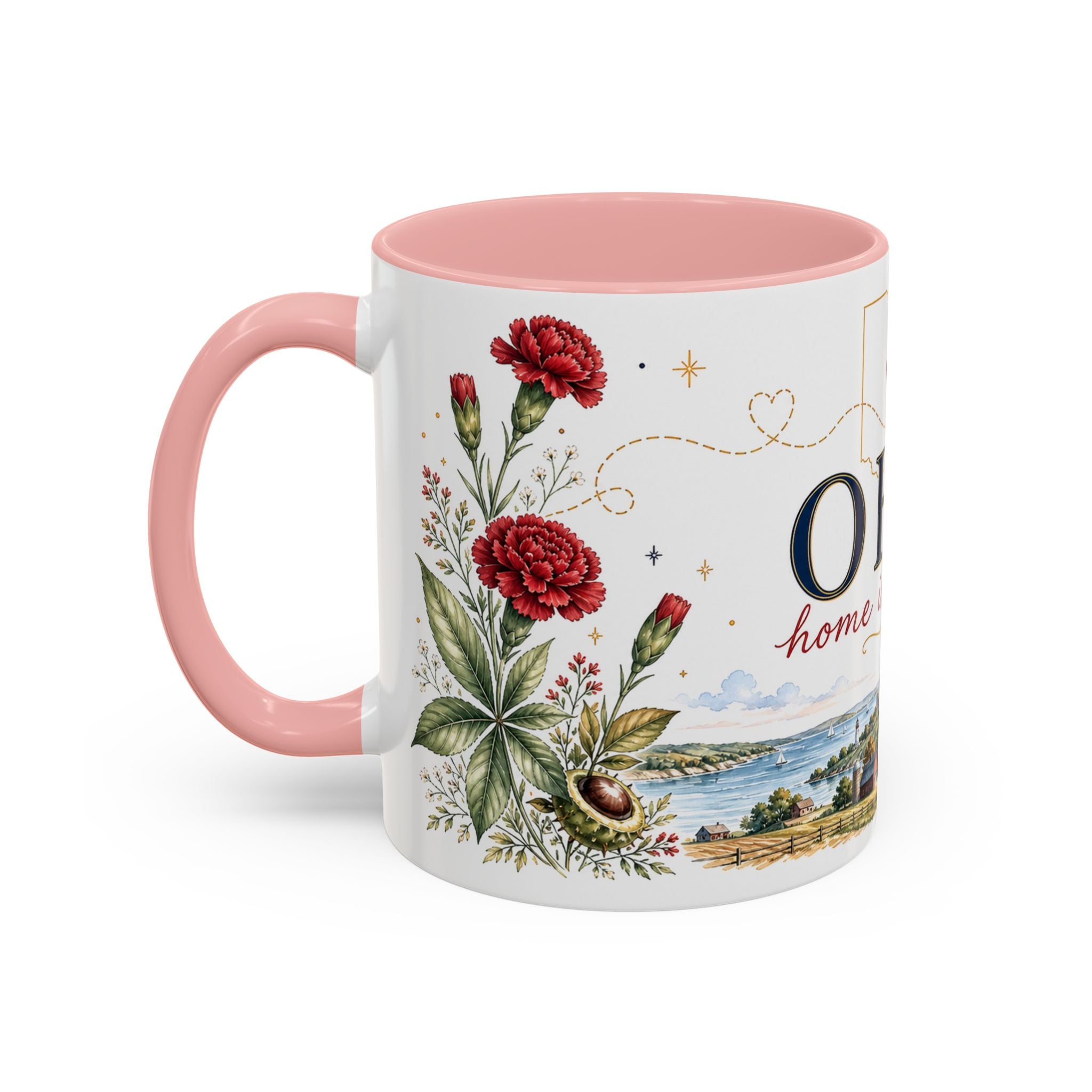 Ohio State Map Mug | Botanical Travel Sketch, Homesick Gift, Long Distance Friendship