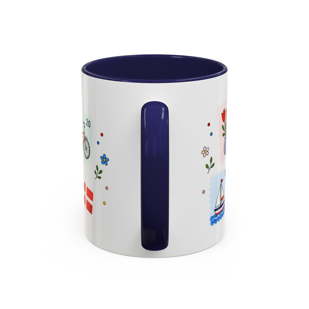 Copenhagen Coffee Mug | Postage Stamp Collage Mug | Travel Souvenir Accent Cup 11oz 15oz