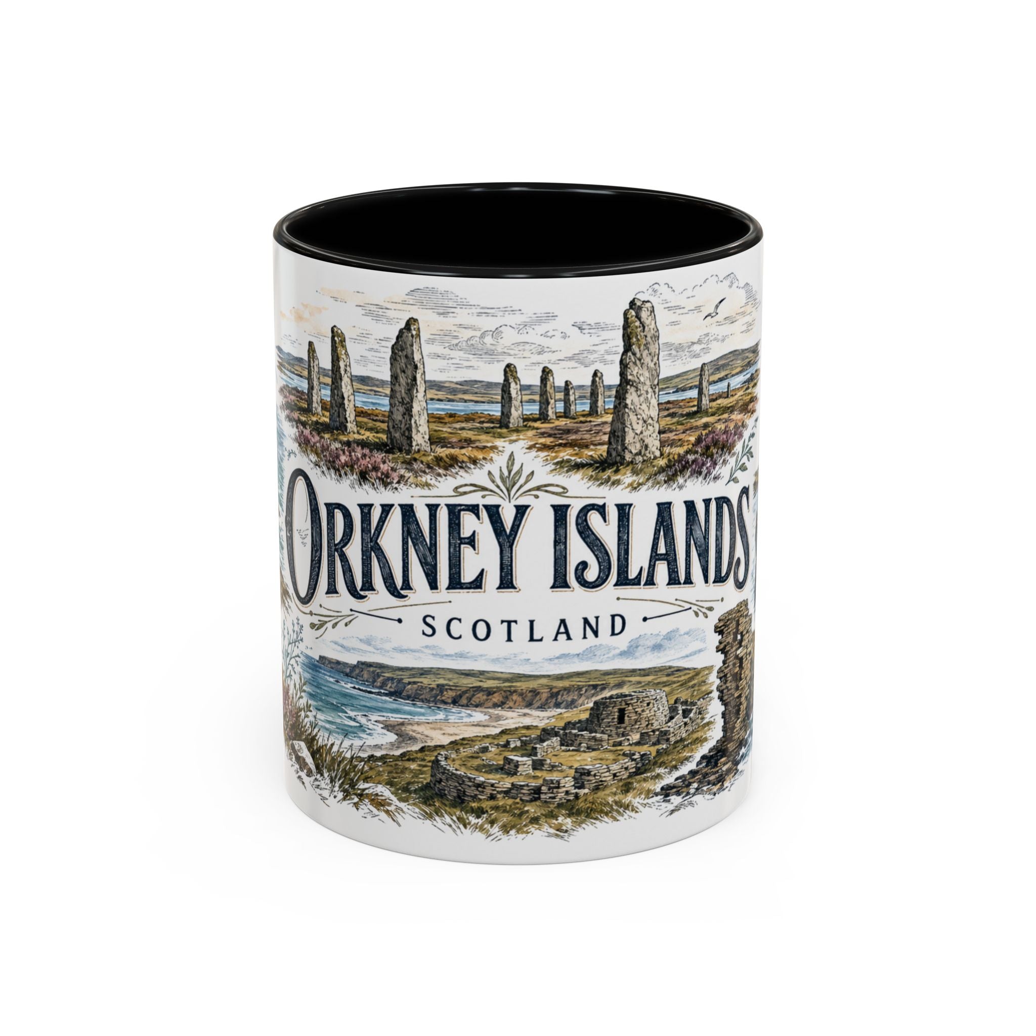 Orkney Islands Mug, Scotland Travel Souvenir, Bucket List Gift, Accent Ceramic Coffee Mug 11oz 15oz