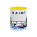 Amsterdam Coffee Mug | Netherlands Travel Souvenir | Porcelain Decal City Gift | 11oz 15oz Accent Mug
