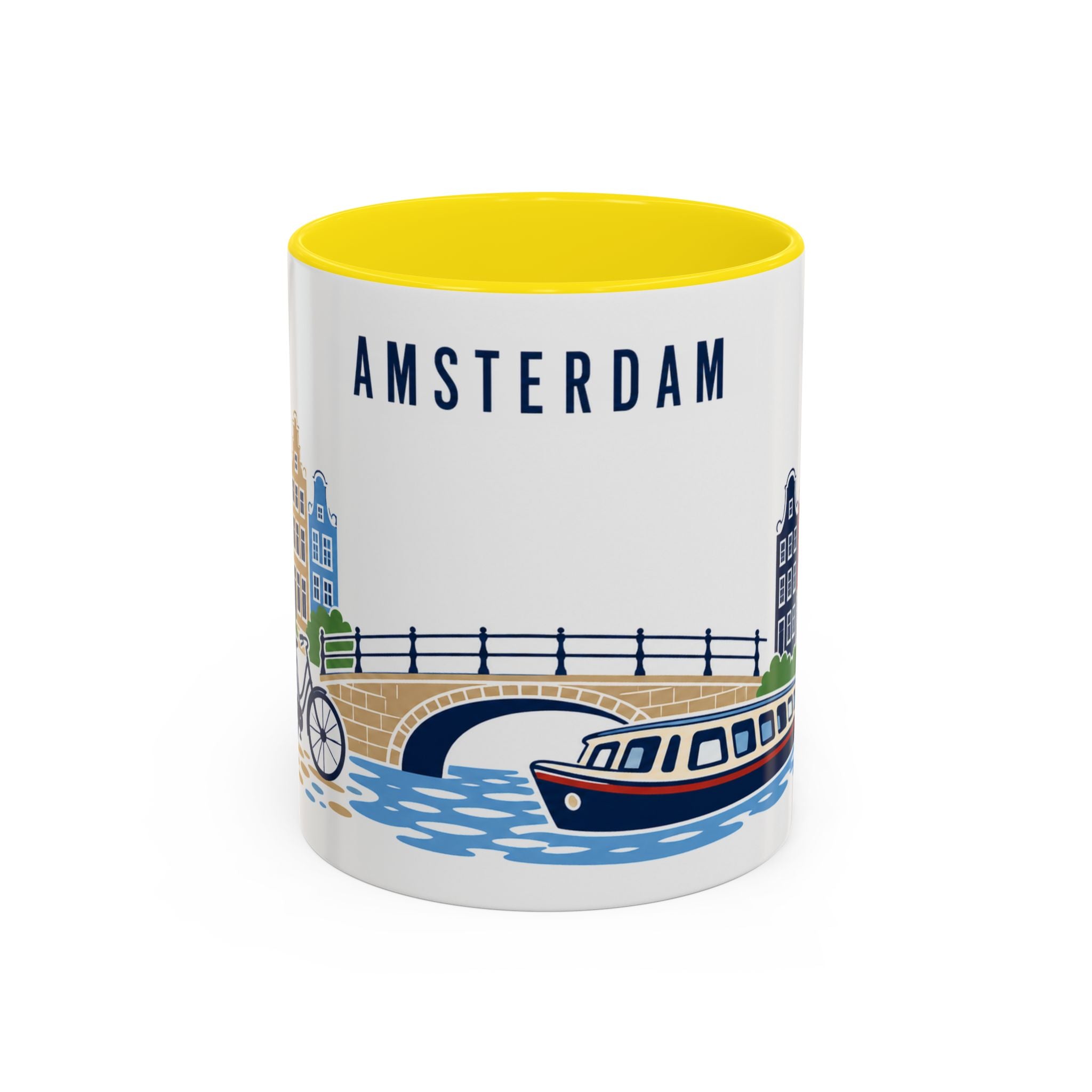 Amsterdam Coffee Mug | Netherlands Travel Souvenir | Porcelain Decal City Gift | 11oz 15oz Accent Mug