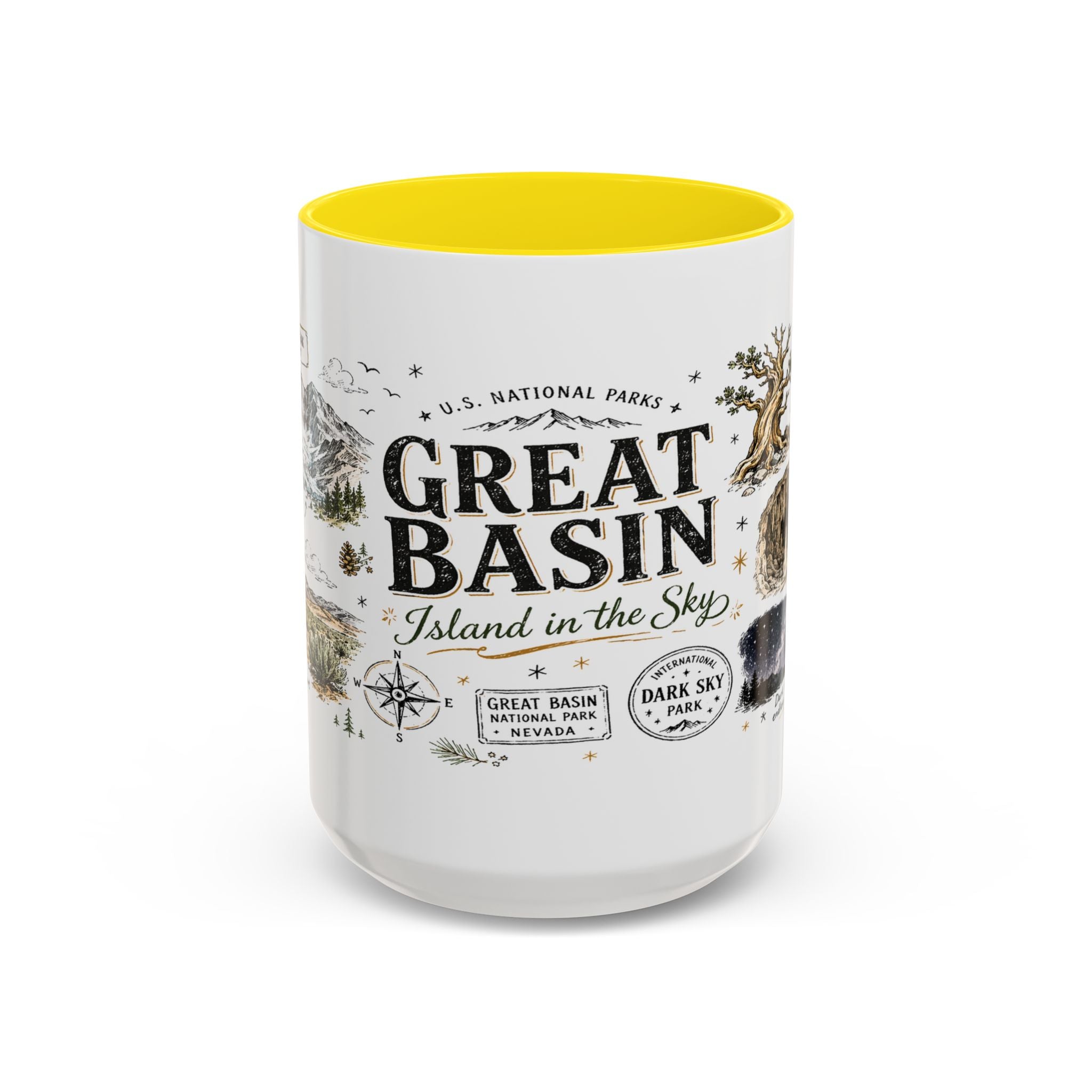 Great Basin National Park Coffee Mug | Nevada Desert Stargazing Hiking Gift | Accent Color Ceramic 11oz 15oz