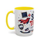 Super Teacher Coffee Mug | All Heroes Wear Capes Teacher Gift | Accent Color Ceramic 11oz 15oz