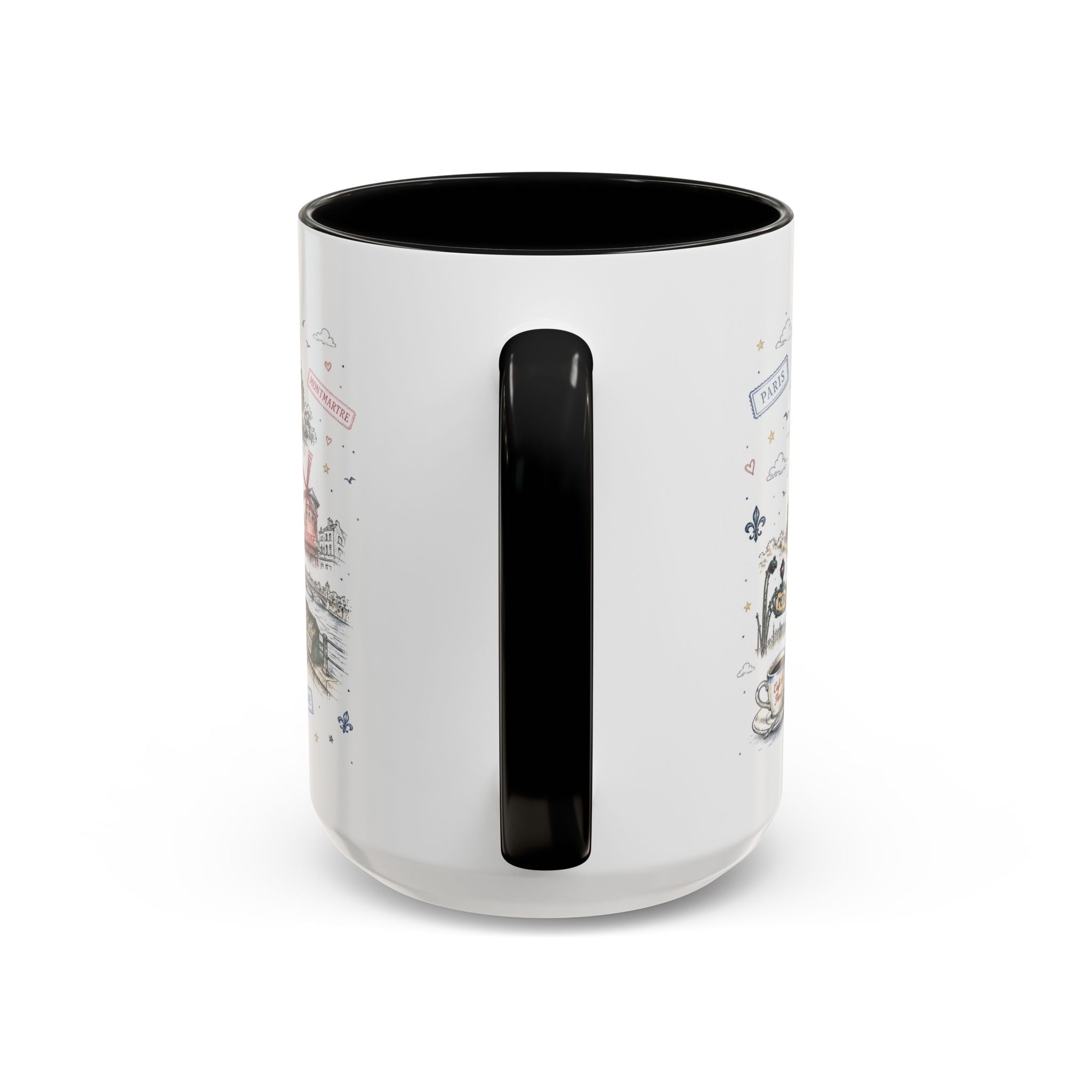 Paris Coffee Mug | France Souvenir Travel Gift | Accent Color Ceramic 11oz 15oz