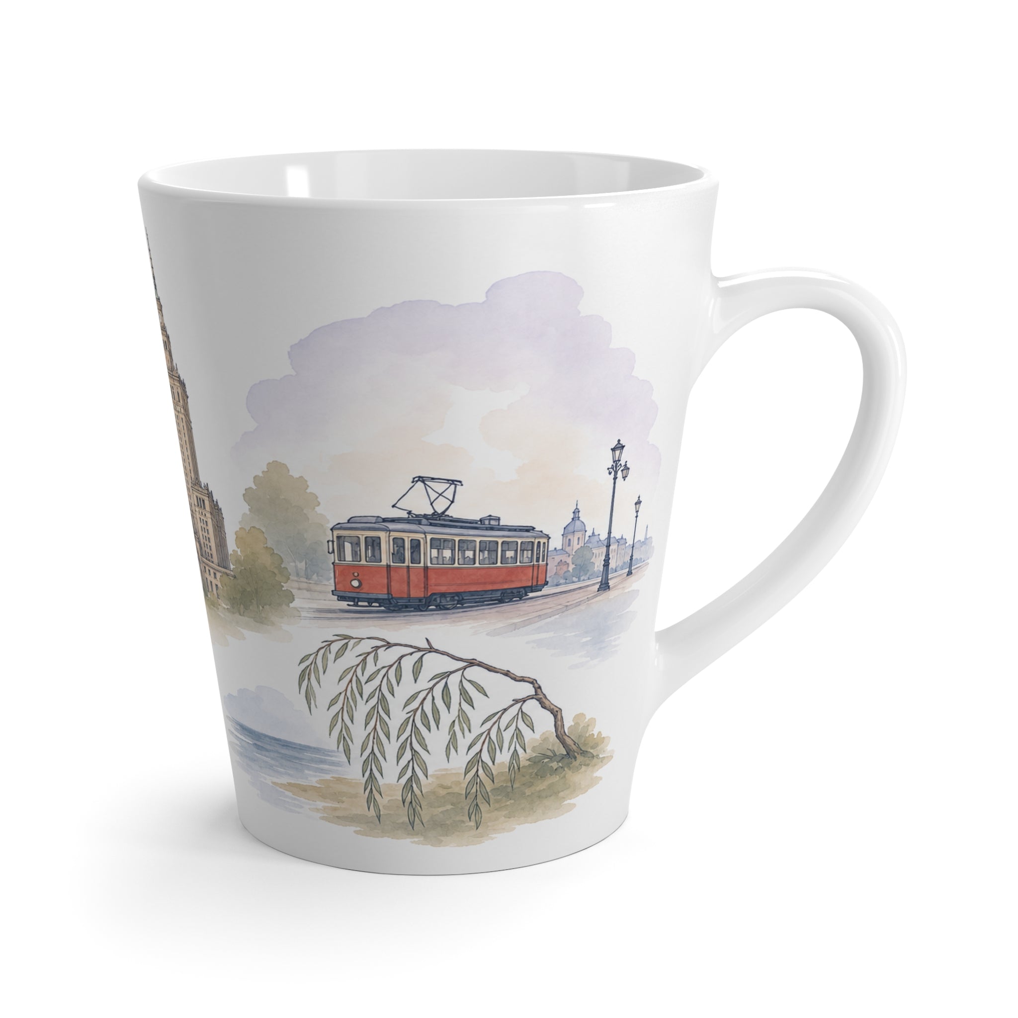 Warsaw Latte Mug | Watercolor City Travel Mug | 12 oz Ceramic Souvenir Gift