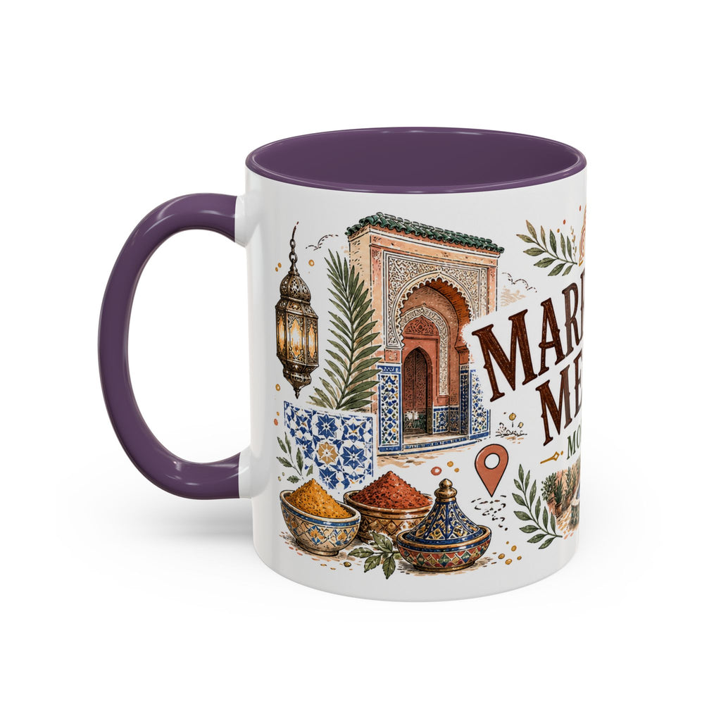 Marrakech Medina Coffee Mug | Travel Destination Souvenir Gift | Accent Color Ceramic 11oz 15oz