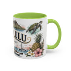 Honolulu Coffee Mug | United States Travel Souvenir | Vintage Illustrated City Gift | 11 oz 15 oz Accent Mug