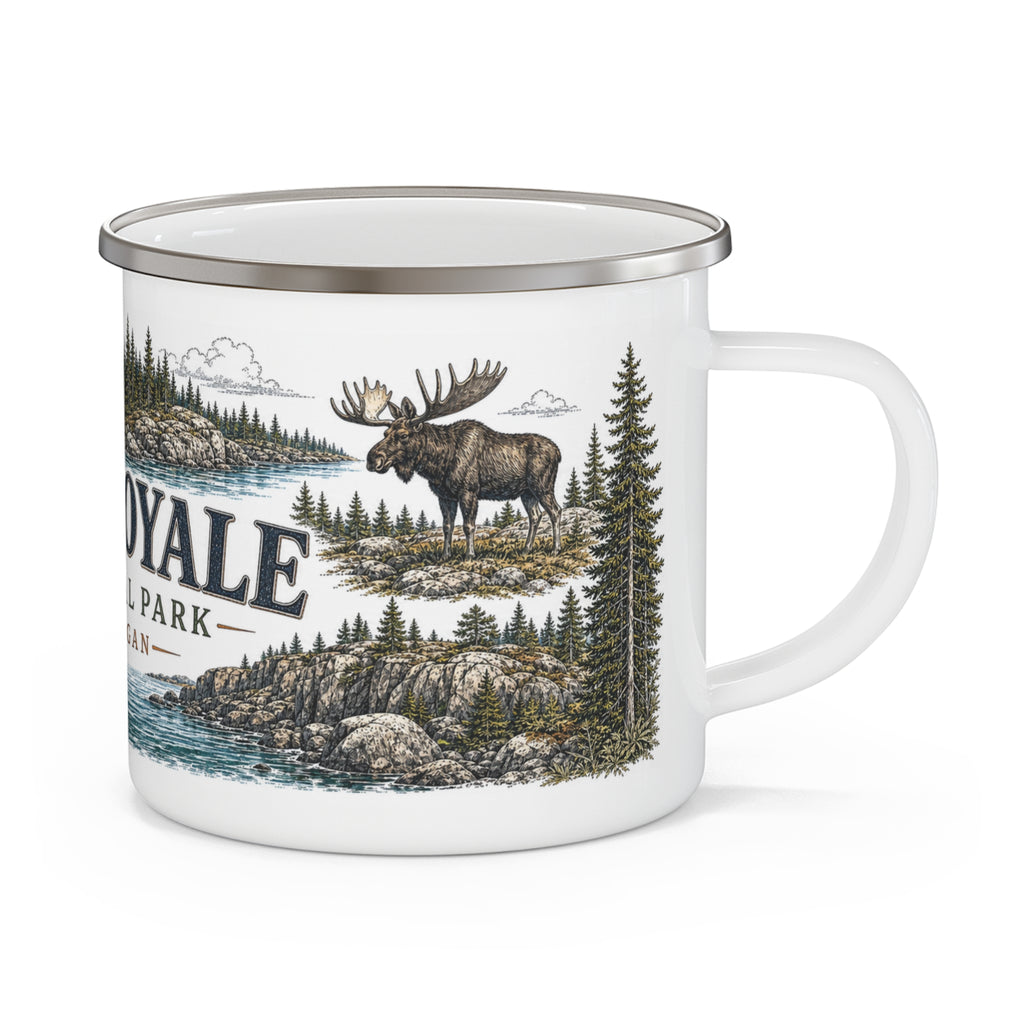 Isle Royale National Park Vintage Enamel Camping Mug | 12oz National Park Hiking Gift