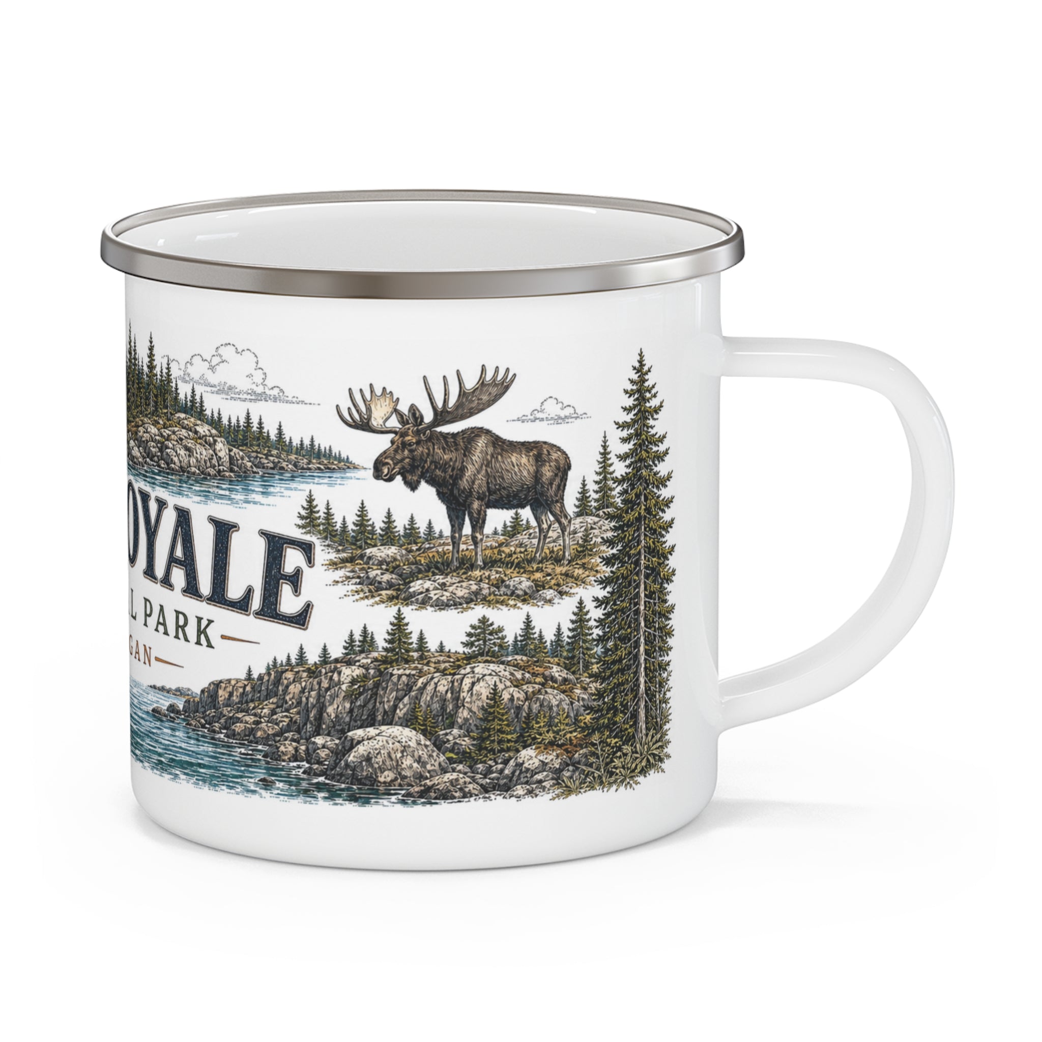 Isle Royale National Park Vintage Enamel Camping Mug | 12oz National Park Hiking Gift