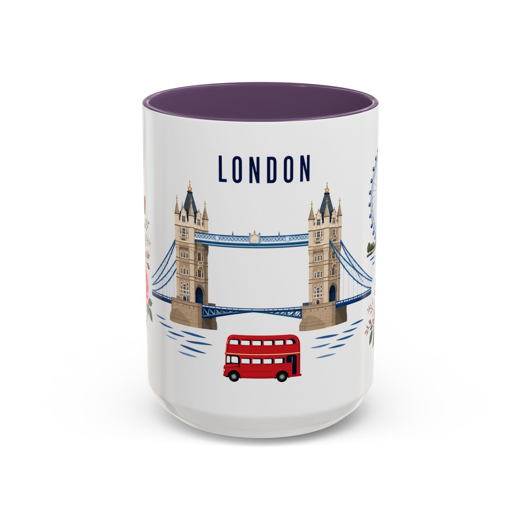 London Coffee Mug | United Kingdom Travel Souvenir | Porcelain Decal City Gift | 11oz 15oz Accent Mug