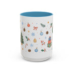 Christmas Mug | Watercolor Tree Gifts Wreath Holiday Cup | Accent Coffee Mug 11oz 15oz