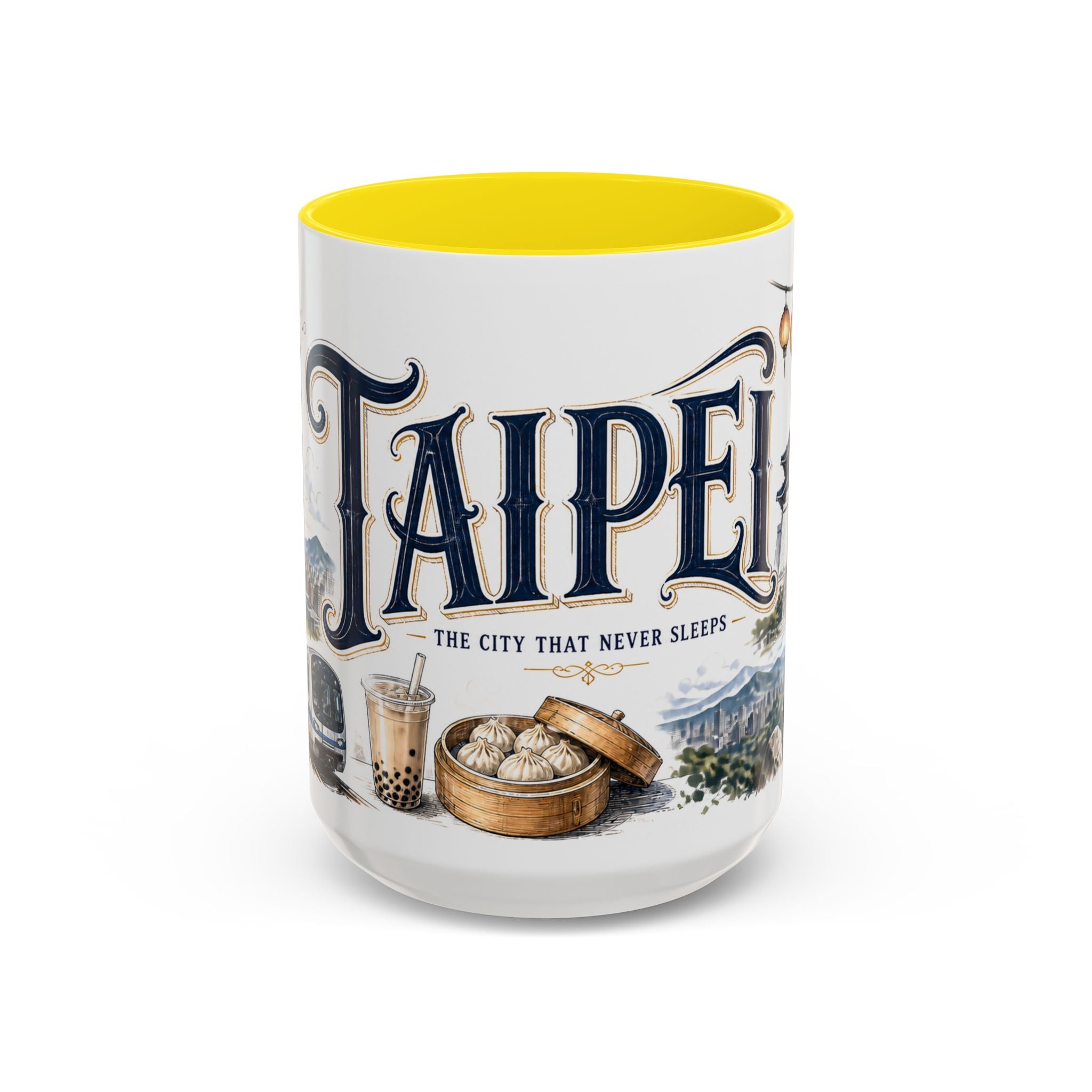 Taipei Coffee Mug | Taiwan Travel Souvenir | Vintage Illustrated City Gift | 11 oz 15 oz Accent Mug