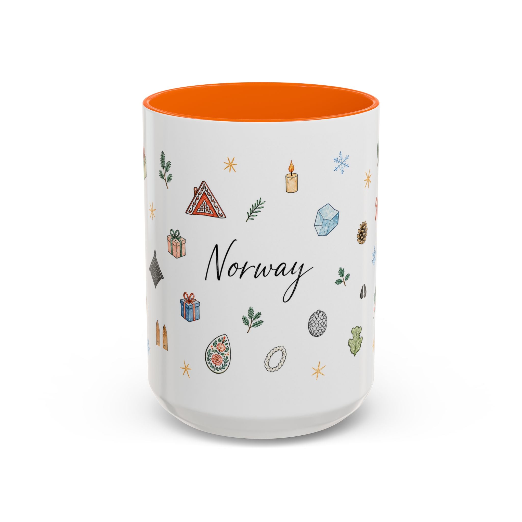 Norway Christmas Mug | Watercolor Travel Souvenir | Holiday Gift | Accent Ceramic Coffee Cup 11oz 15oz