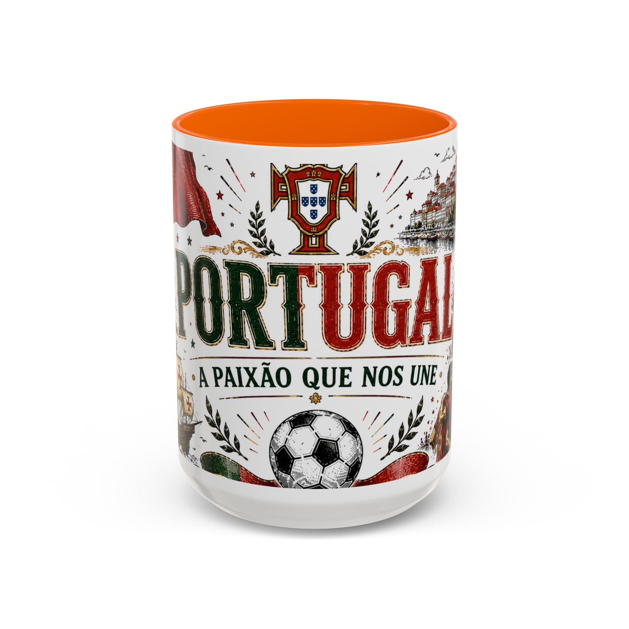 Portugal Soccer Coffee Mug | World Cup Fan Gift | Accent Color Ceramic 11oz 15oz Match Day Cup