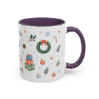Christmas Mug | Watercolor Tree Gifts Wreath Holiday Cup | Accent Coffee Mug 11oz 15oz
